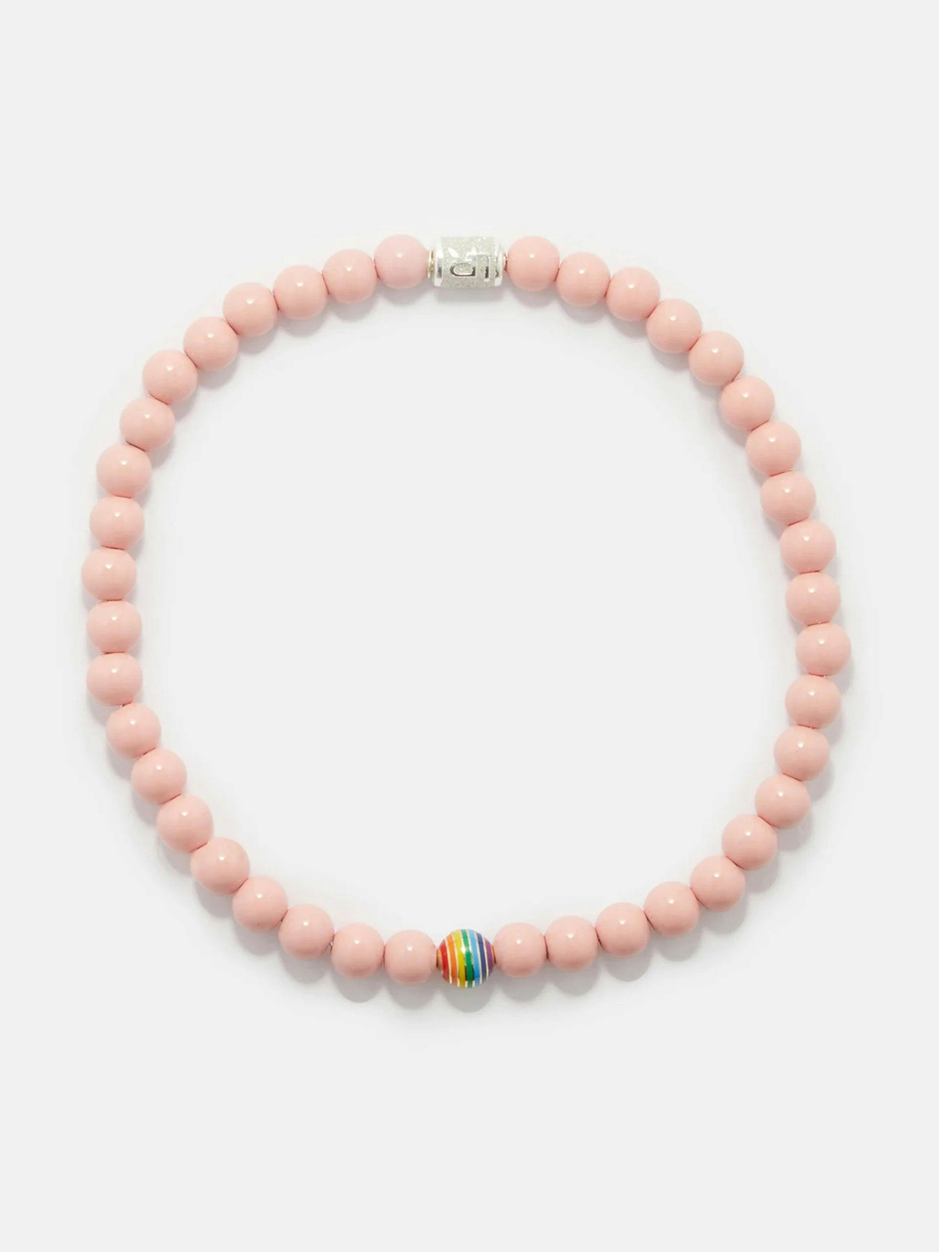 Rainbow-bead 14kt gold & enamel necklace