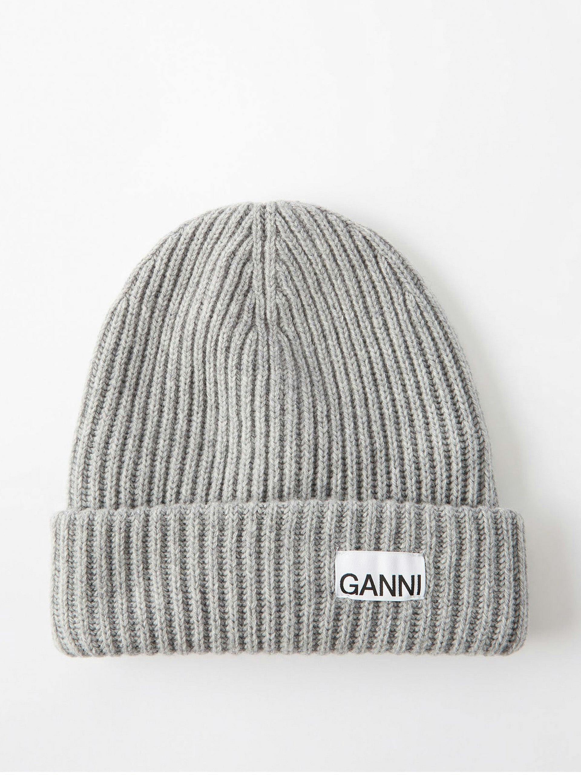 Logo-patch ribbed wool-blend beanie hat