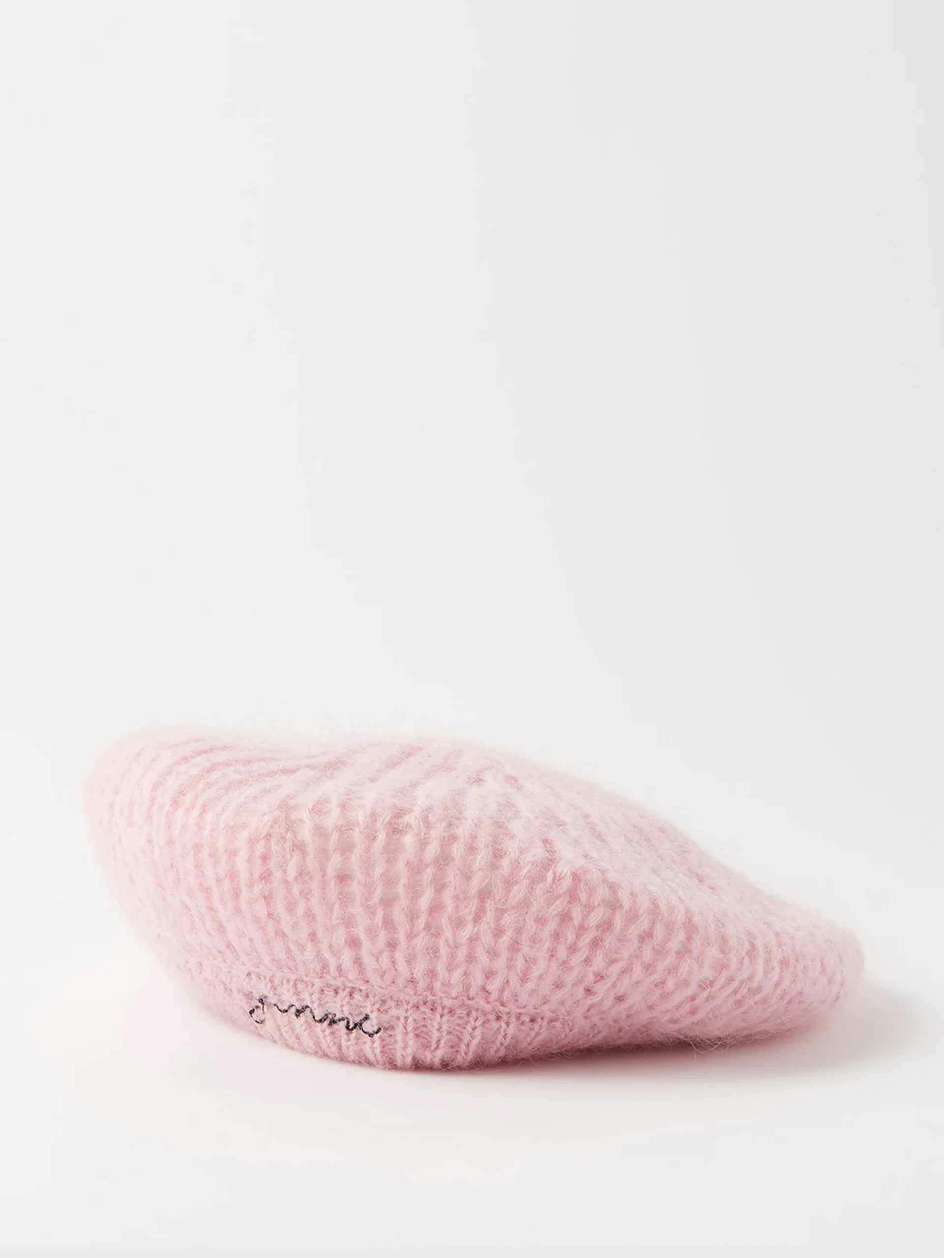 Pink logo-embroidered mohair beret