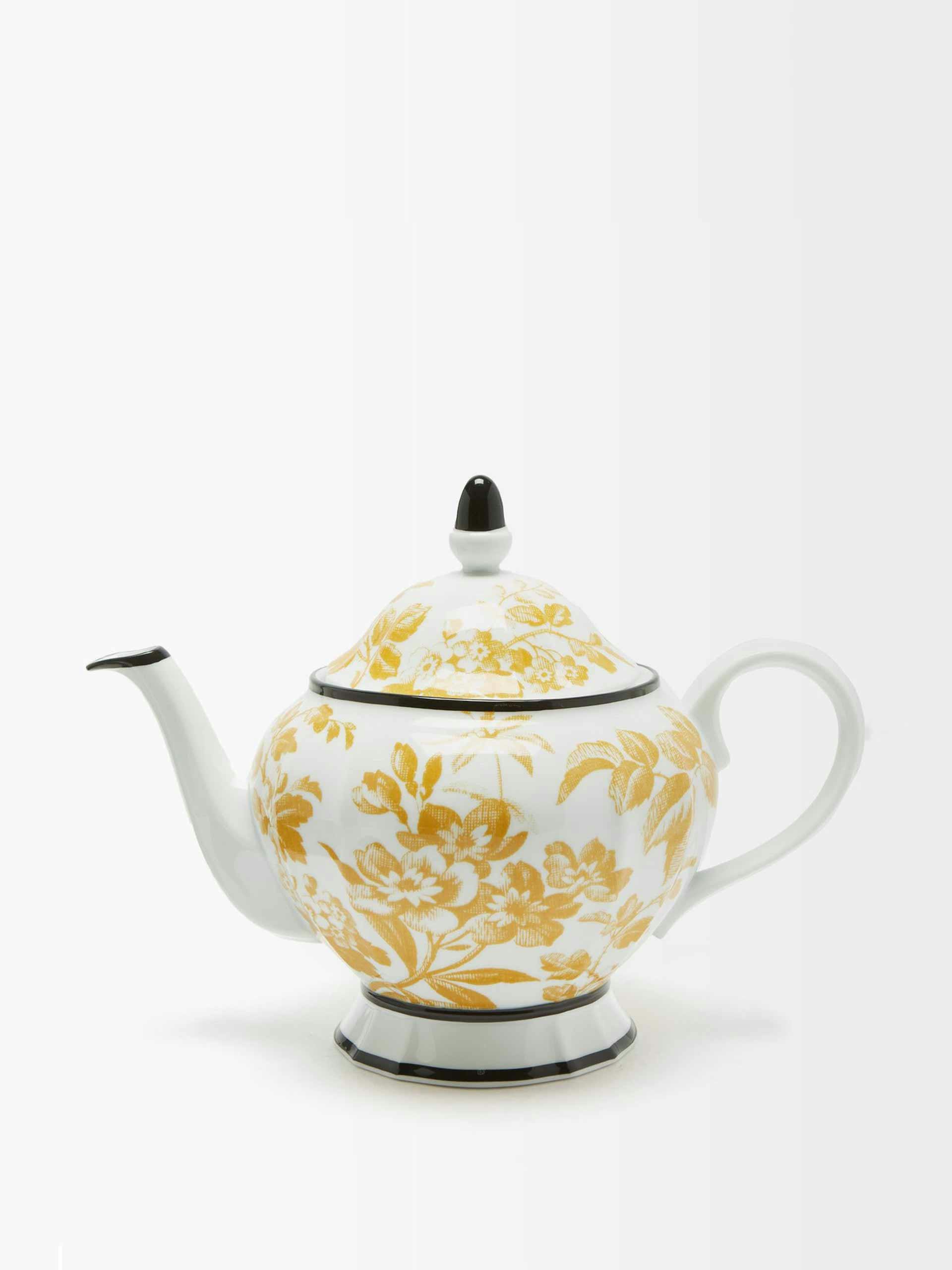 Floral porcelain teapot