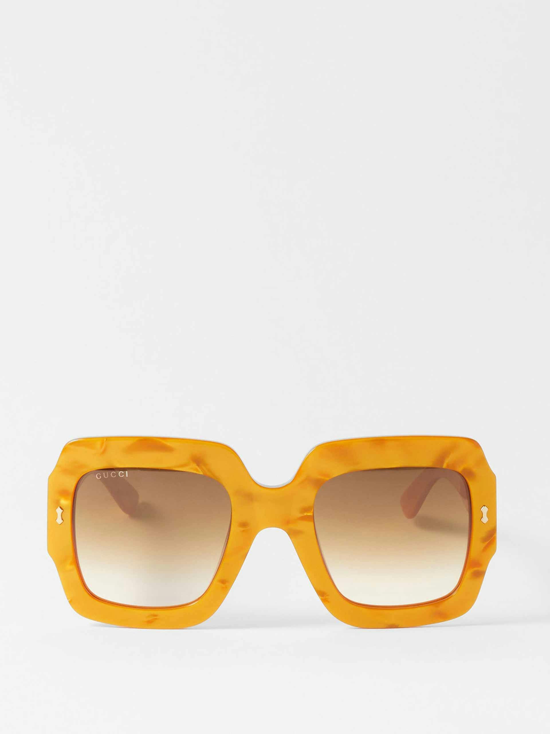 Oversized orange square sunglasses