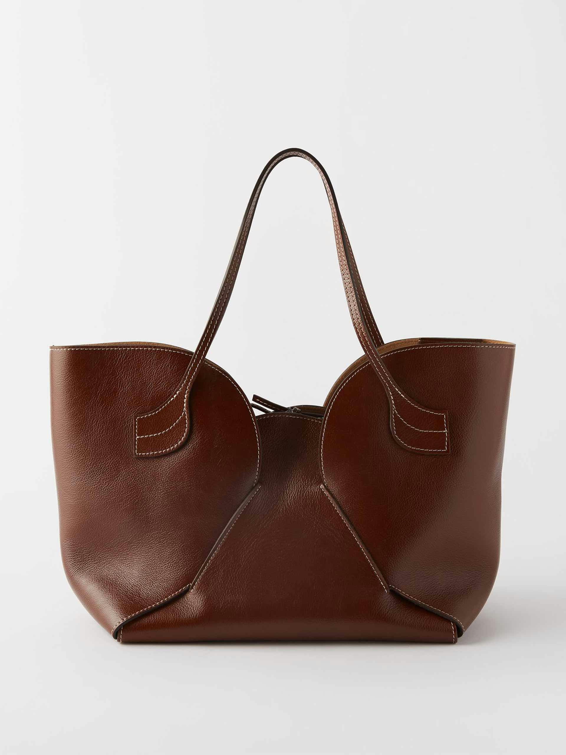 Sepal brown leather tote