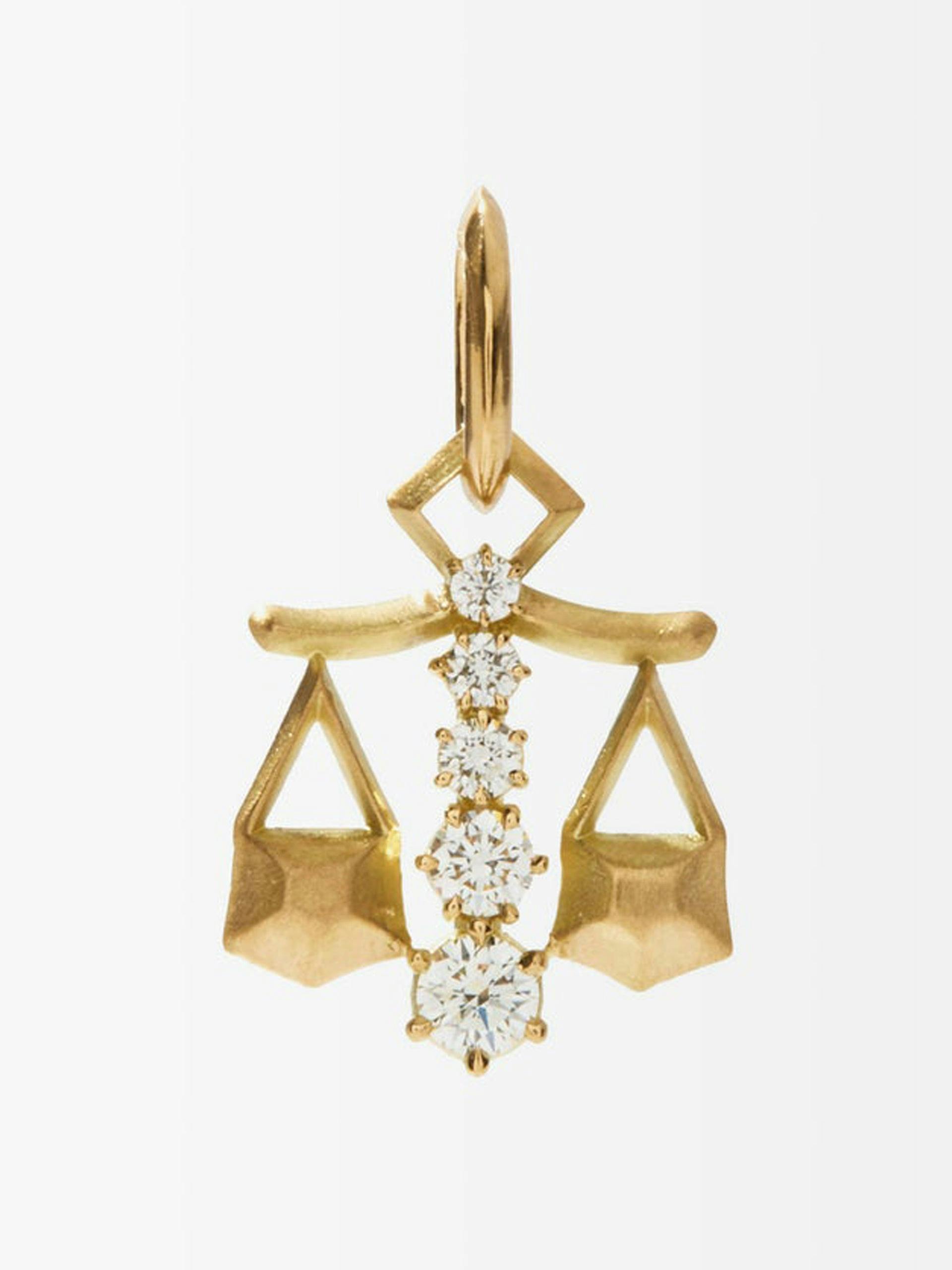 Diamond and 18kt gold Libra charm