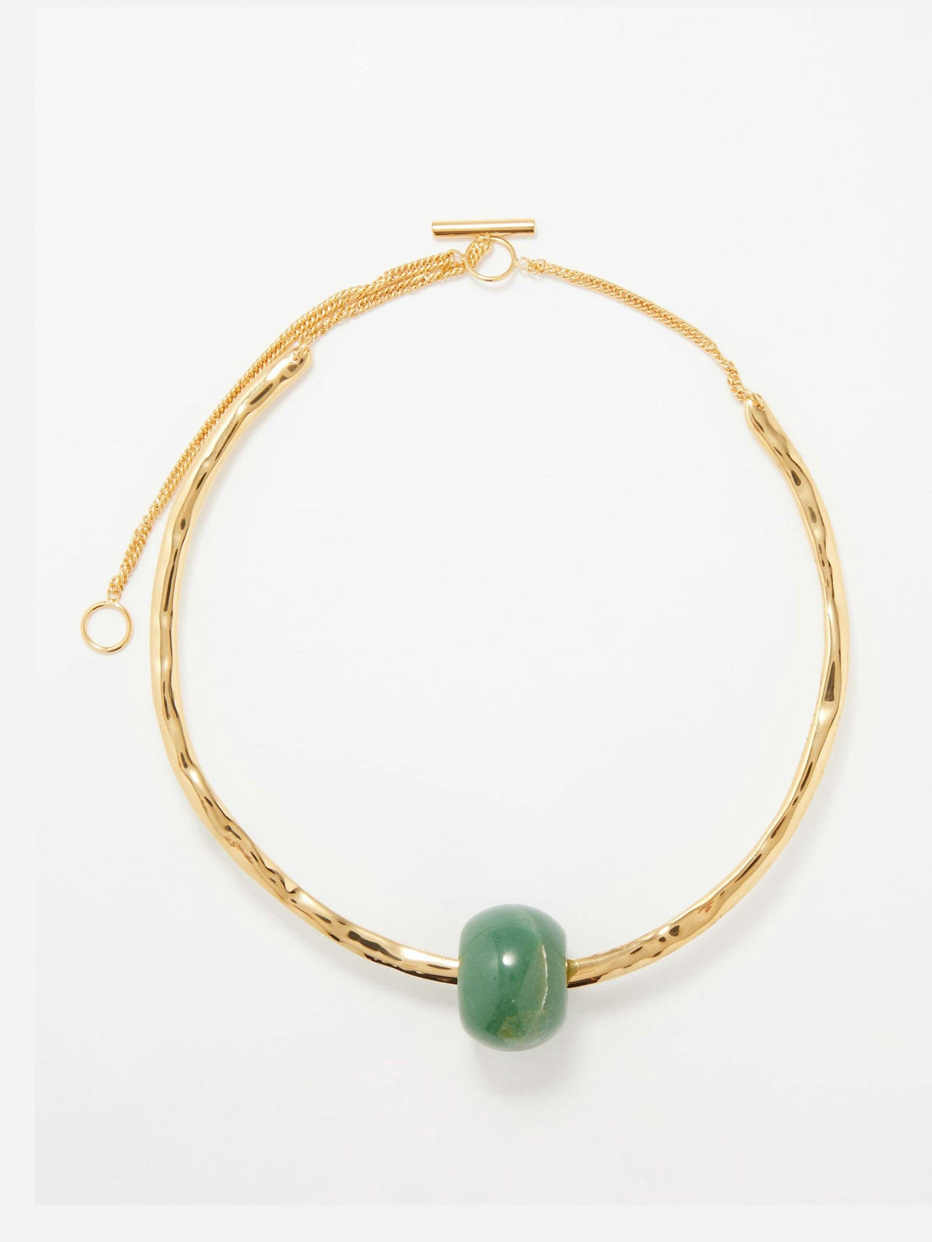 Stone-embellished textured necklace