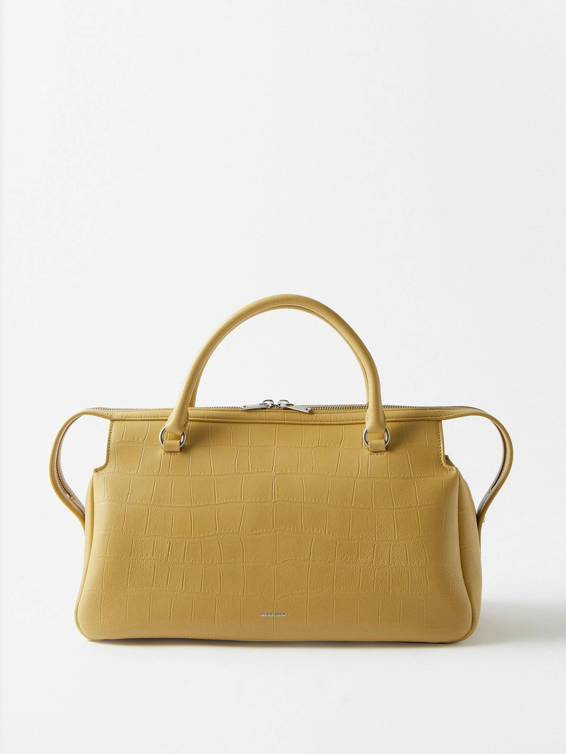 Croc-effect leather handbag