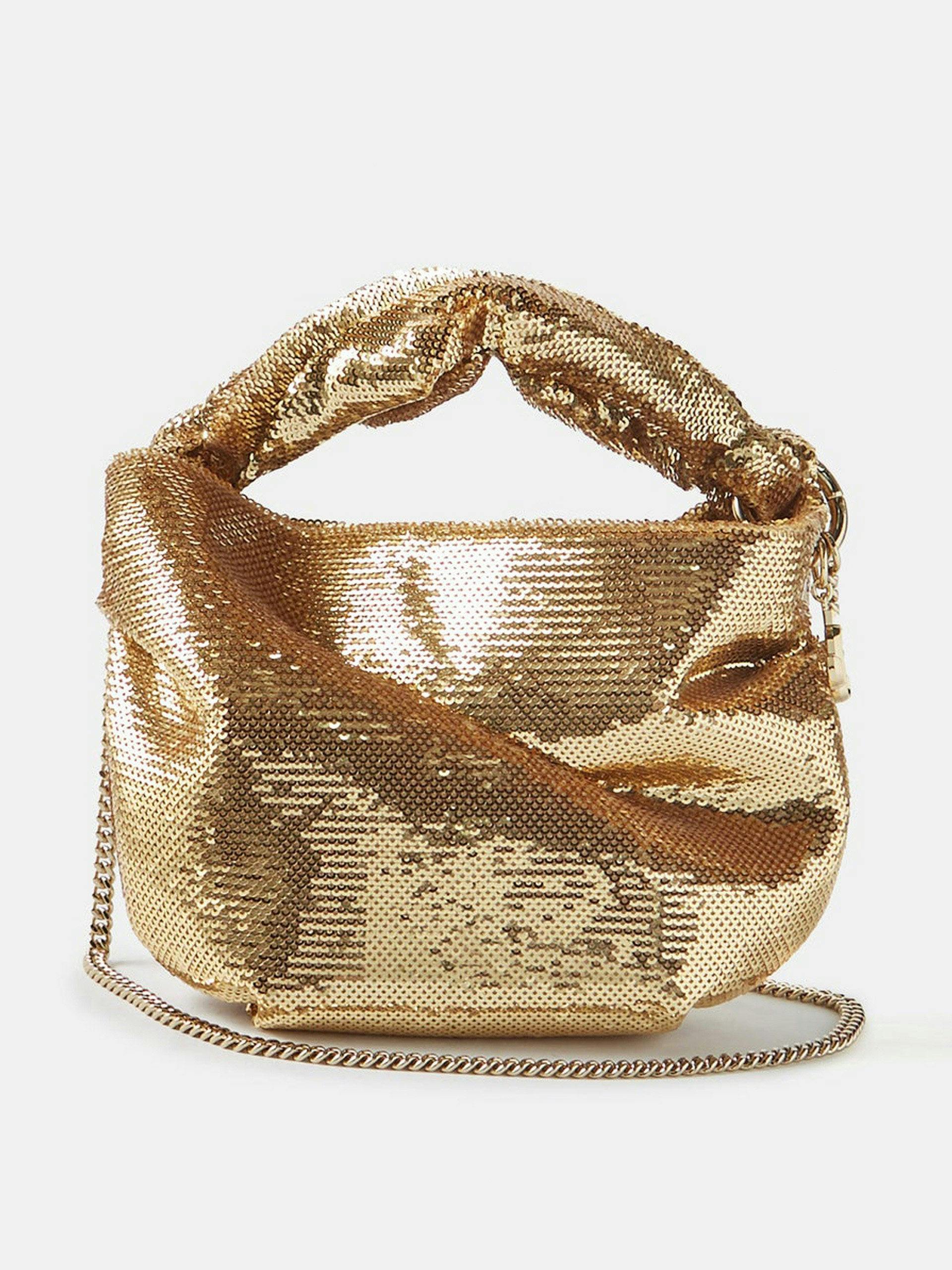 Gold Bonny sequinned chain-strap bag