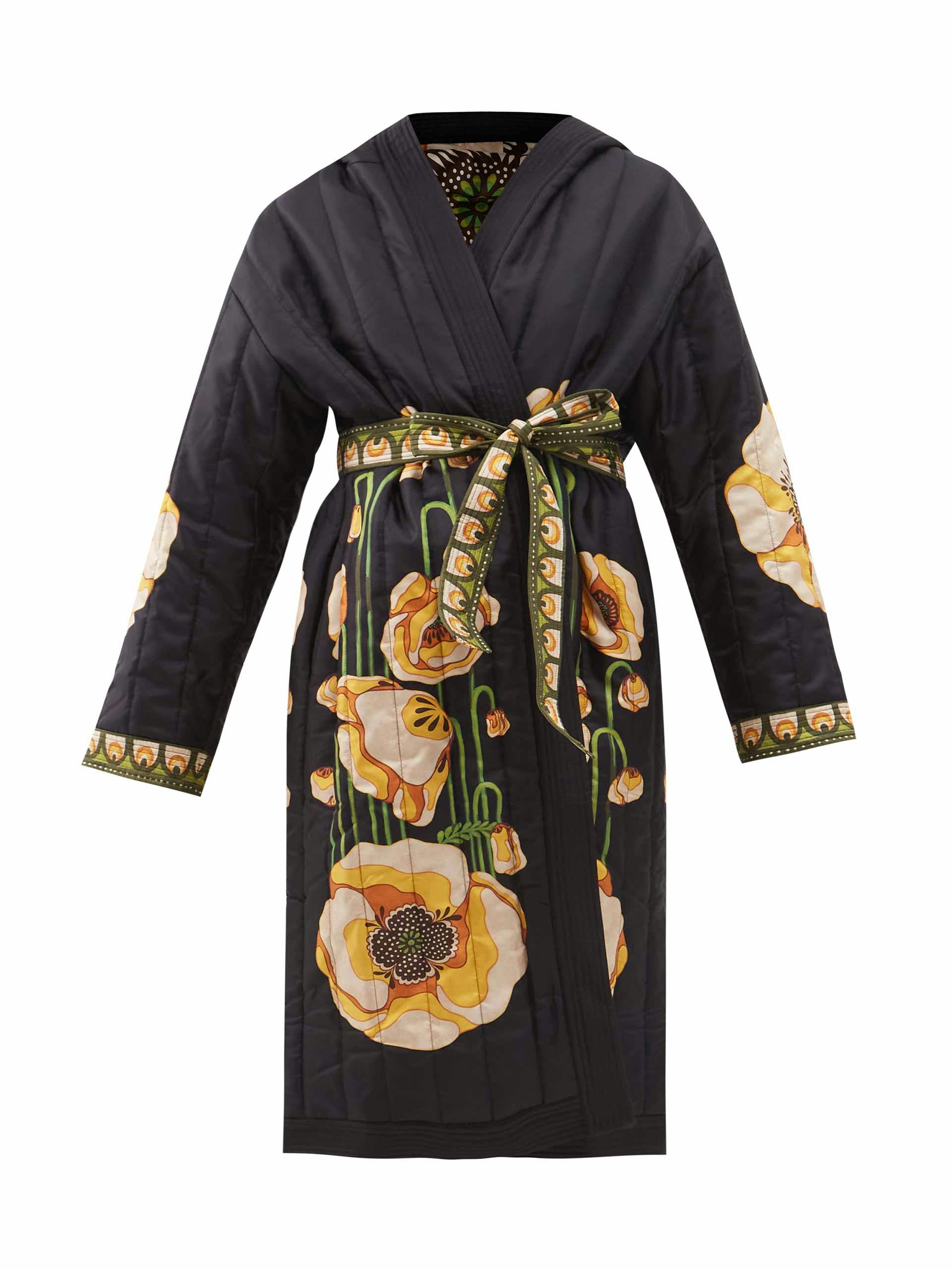 Floral print robe