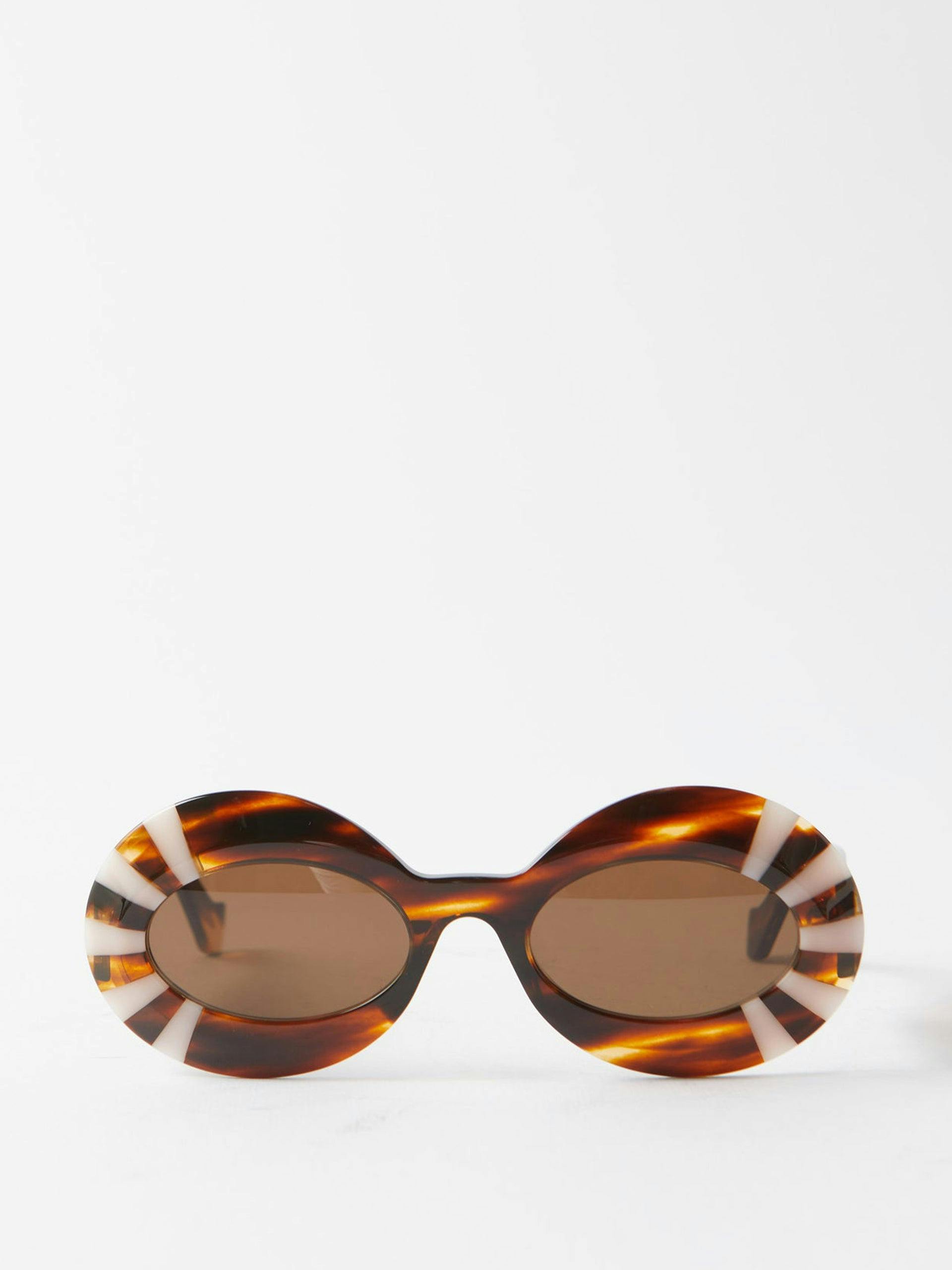 Striped round acetate sunglasses