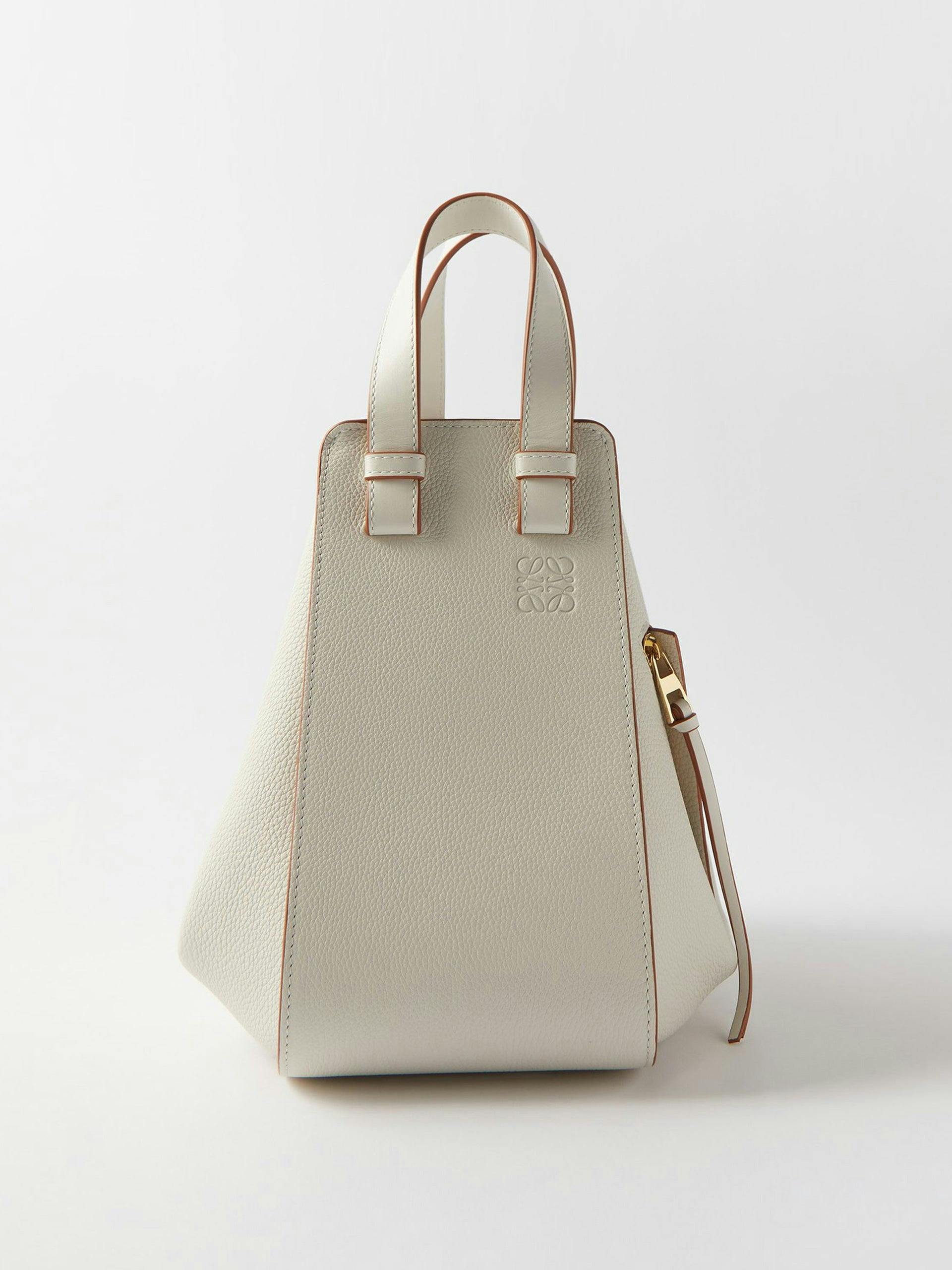 White grained leather bag