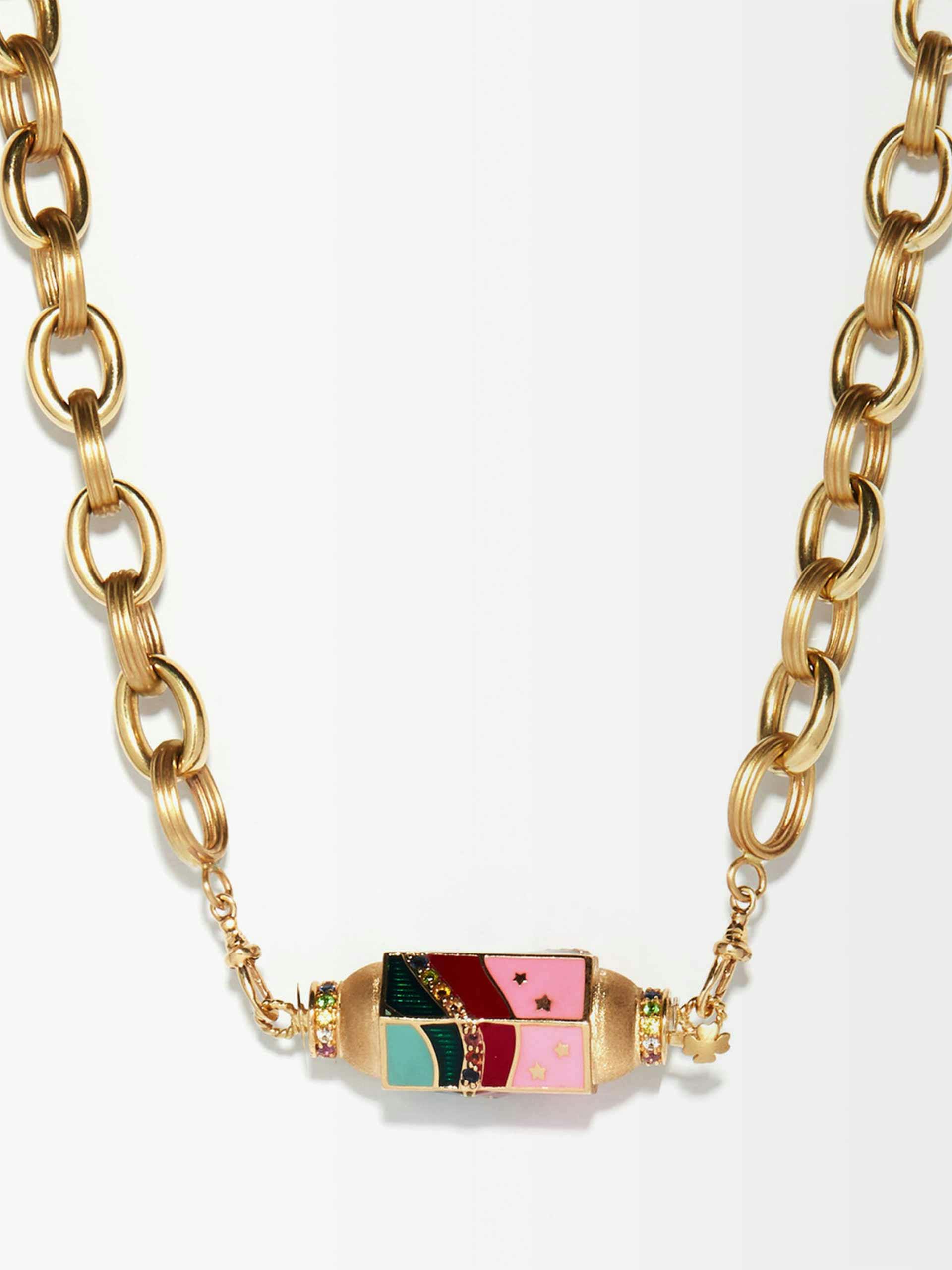 Enamel and gold choker necklace
