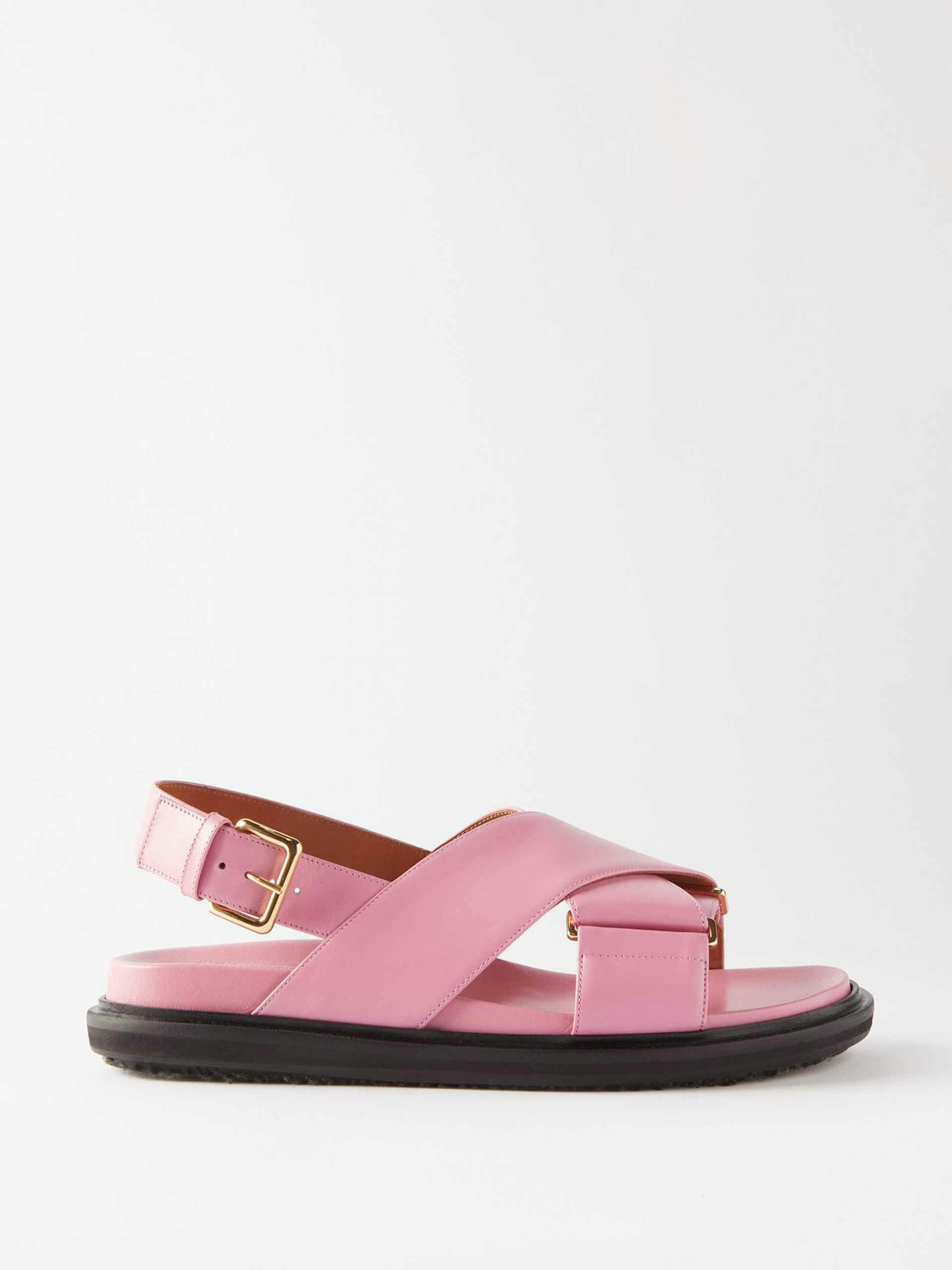 Pink faux leather sandals