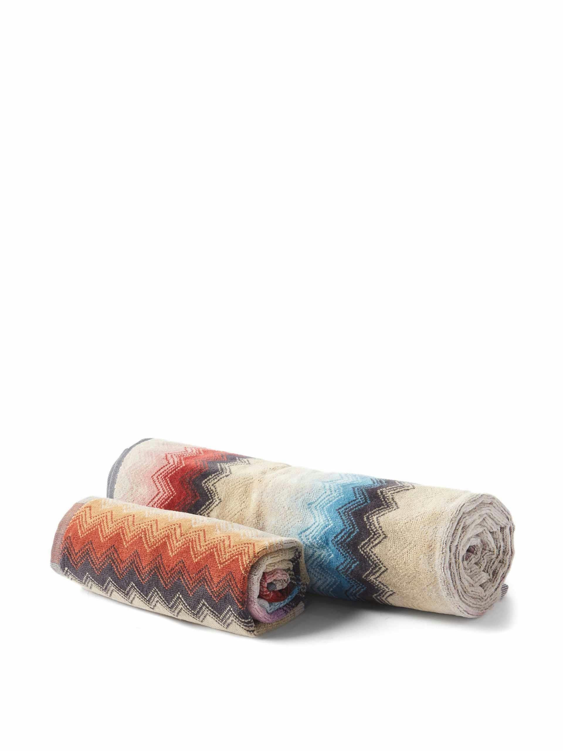 Multicoloured chevron cotton towels - set of two