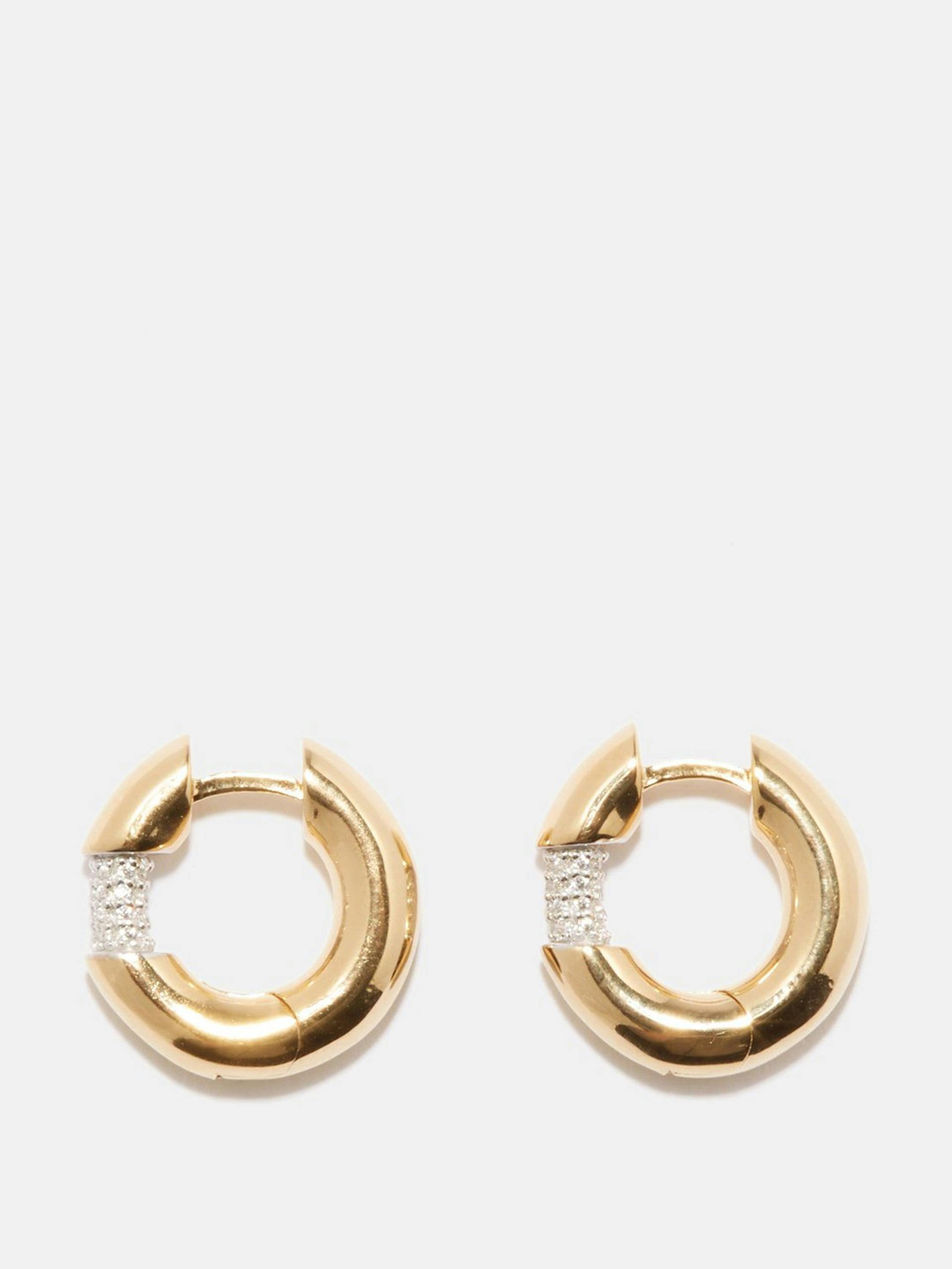 Crystal & 14kt gold-vermeil hoop earrings