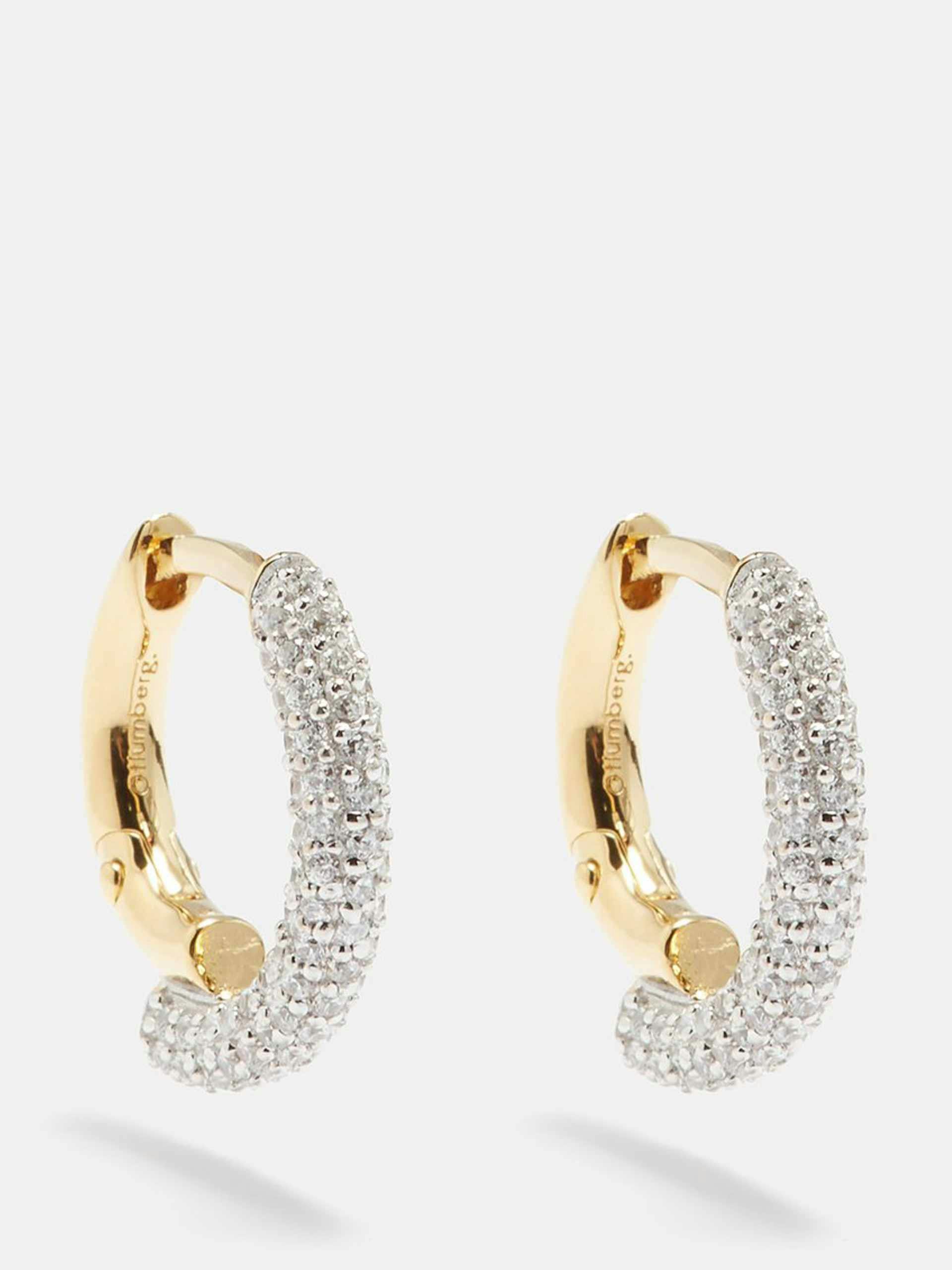 Crystal and 14kt gold-vermeil hoop earrings