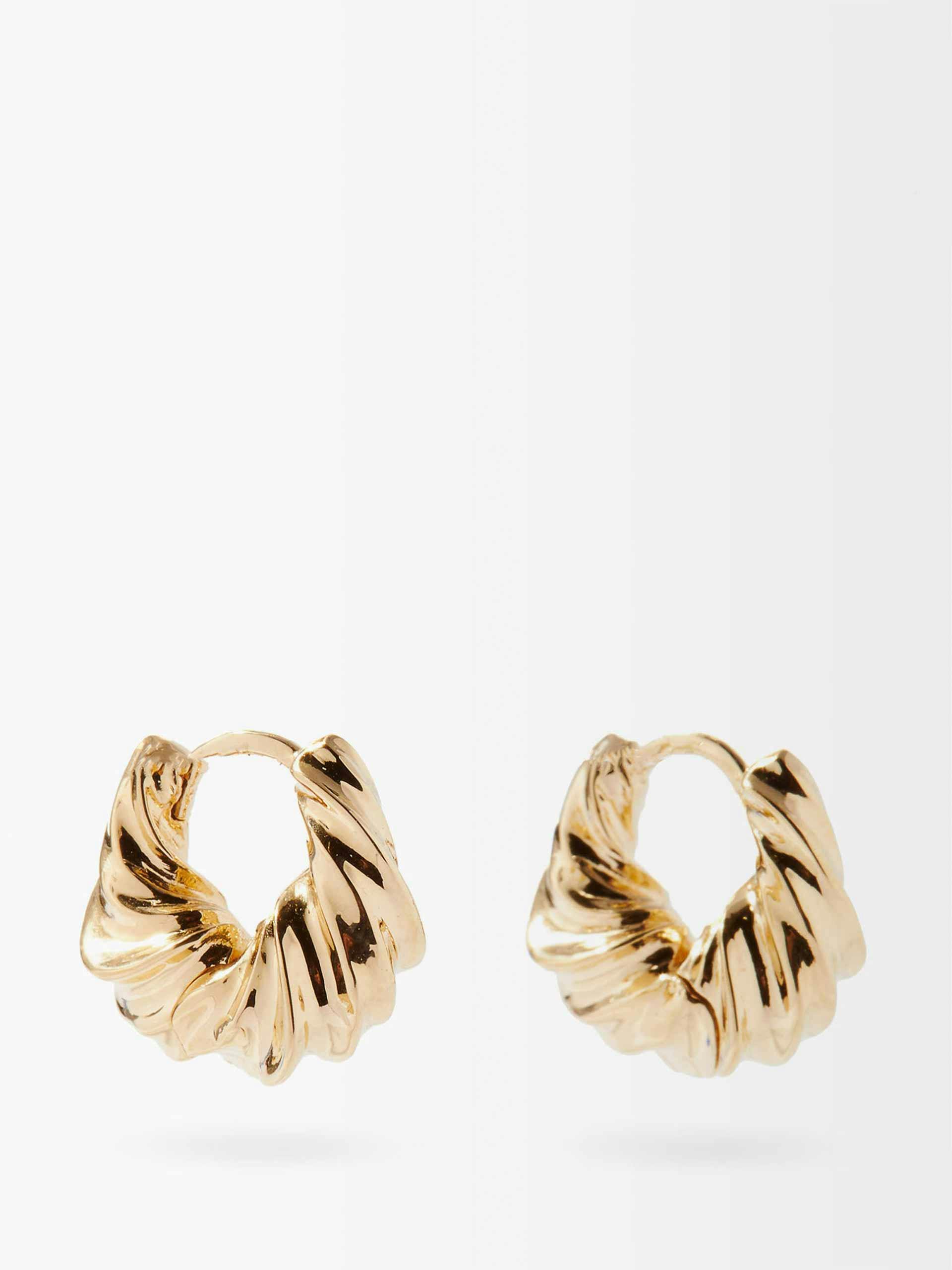Gold mini twisted hoop earrings