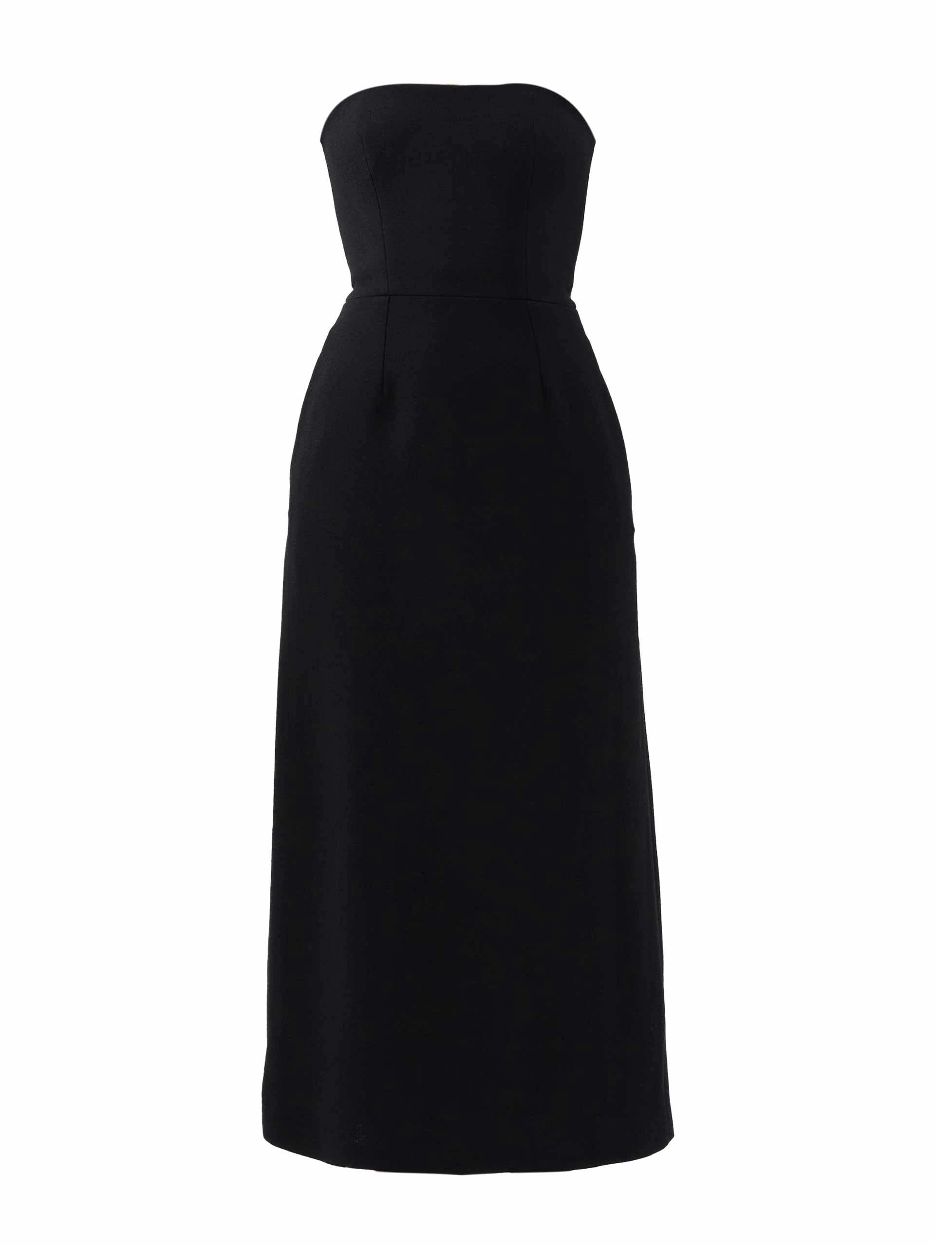 Black bandeau wool-crepe midi dress