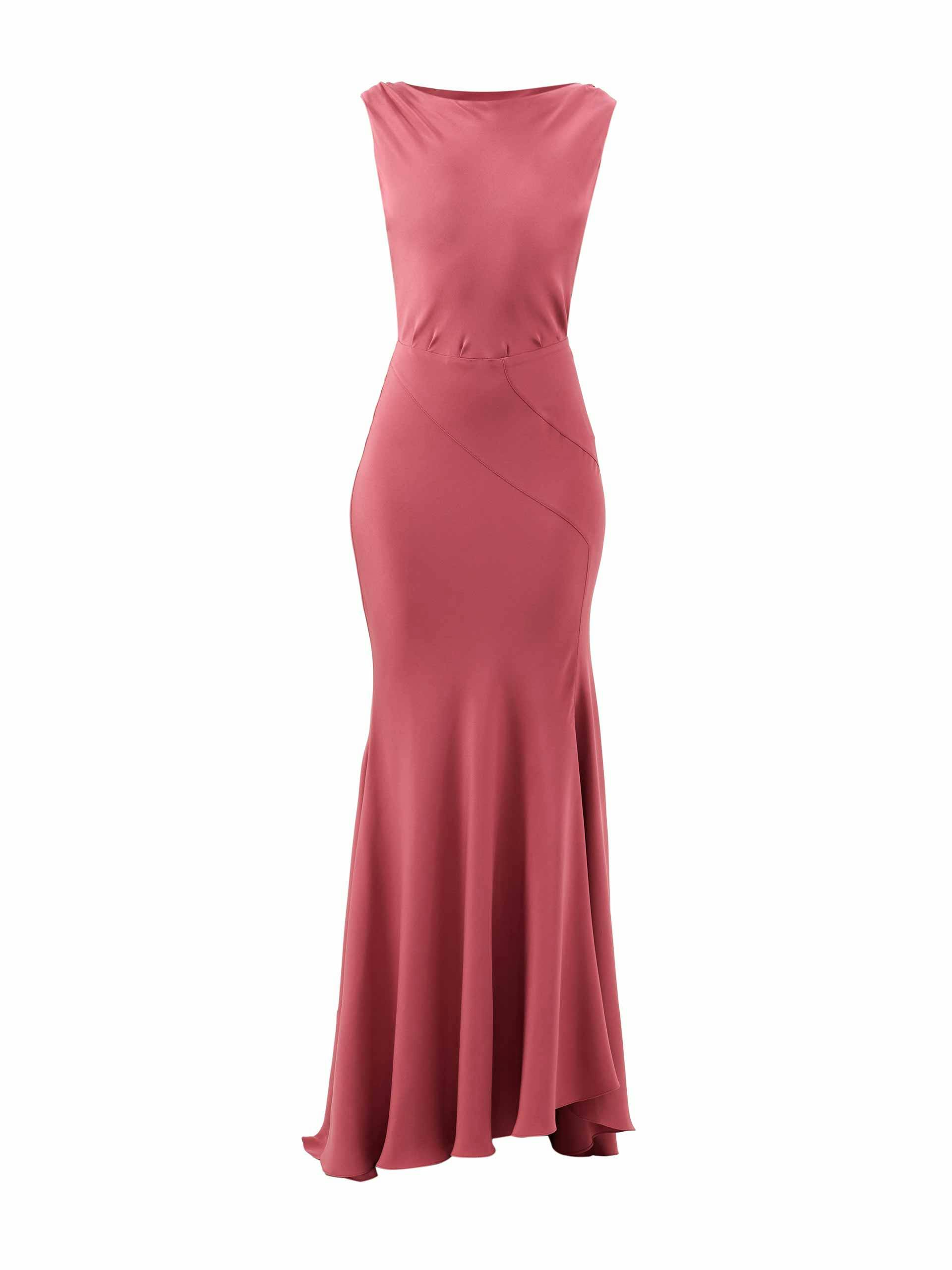 Pink satin maxi dress