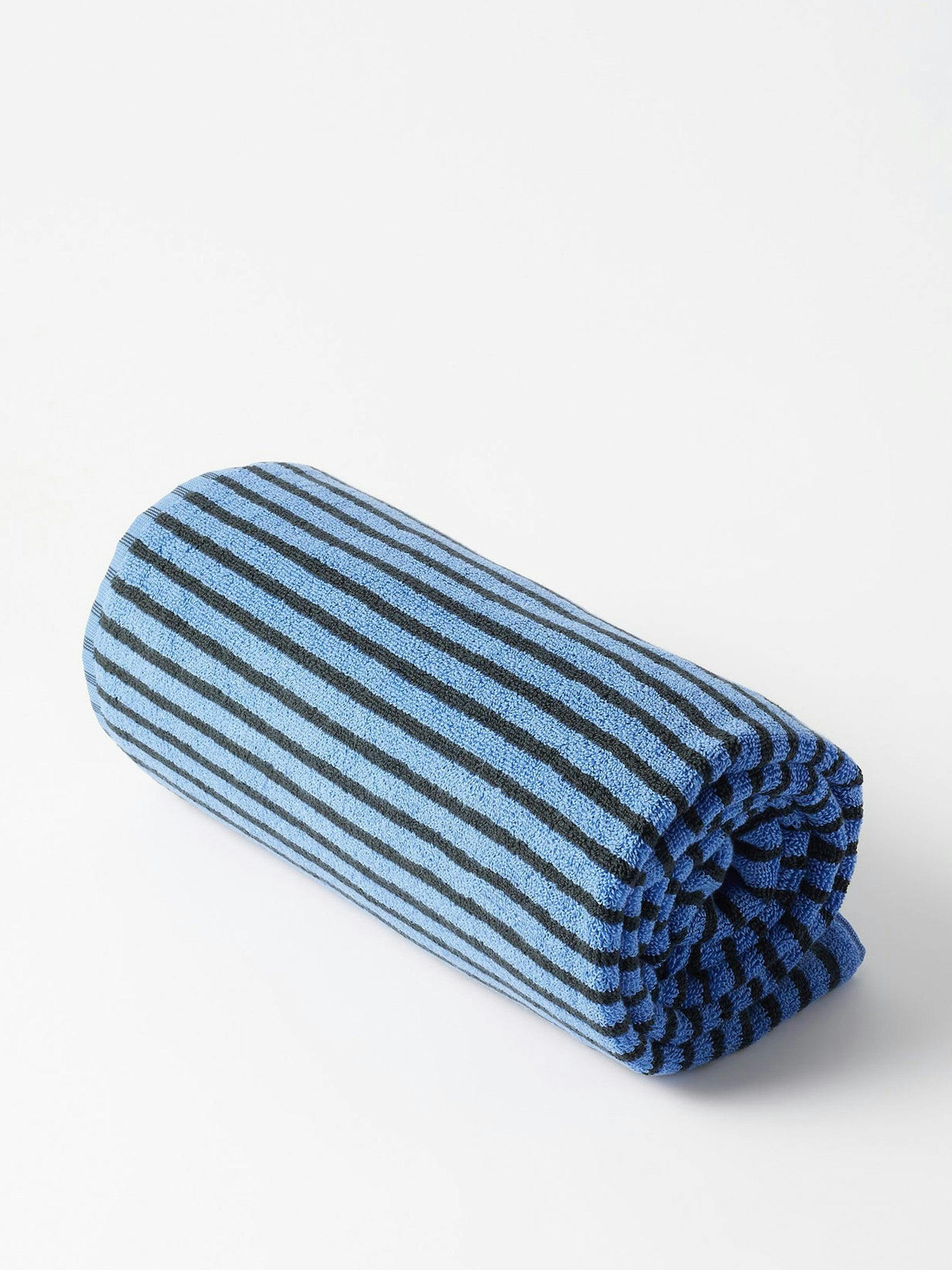 Blue striped bath towel