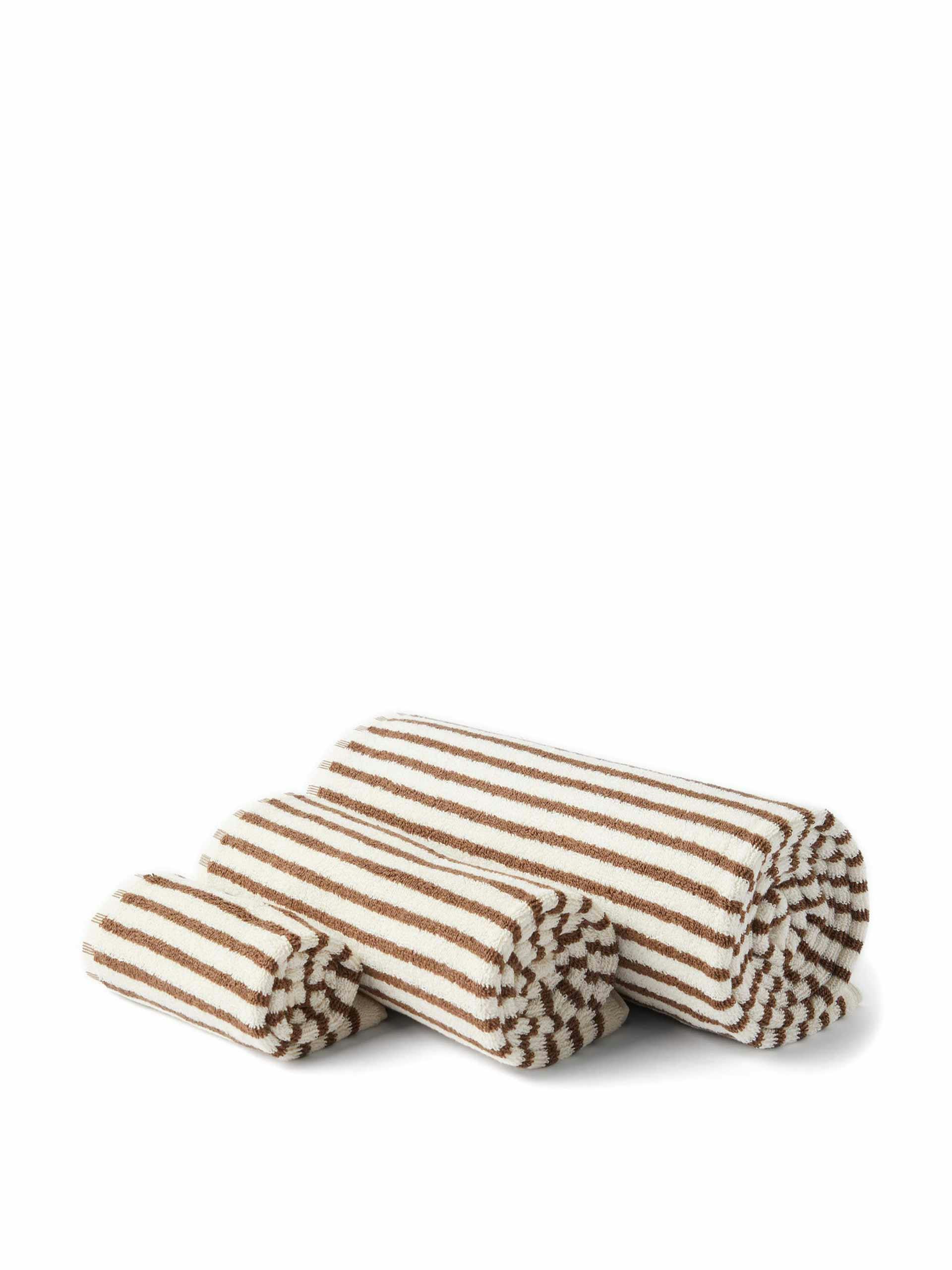 Cream striped organic-cotton towels - set of 3