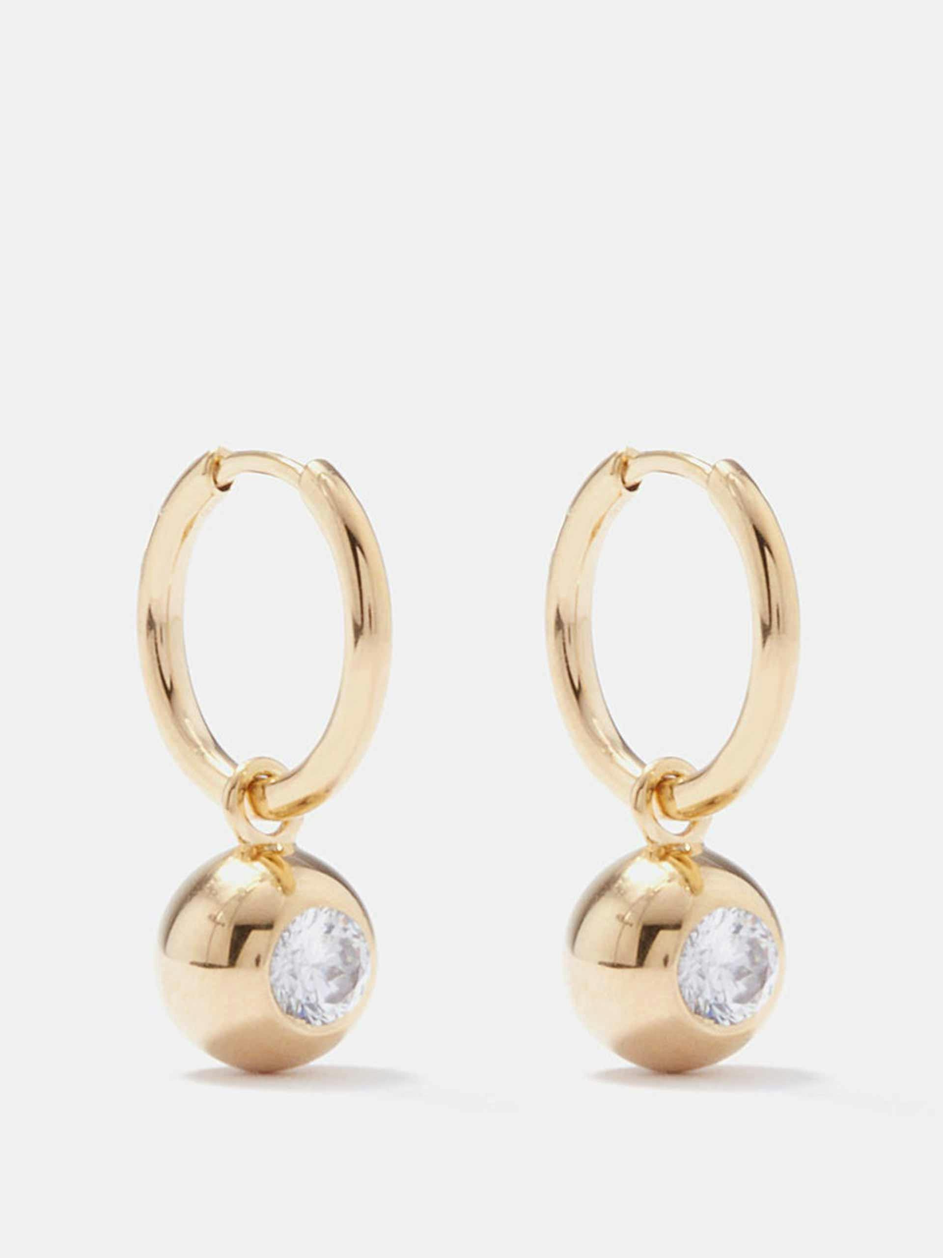 Zircon & gold-plated sterling silver hoop earrings