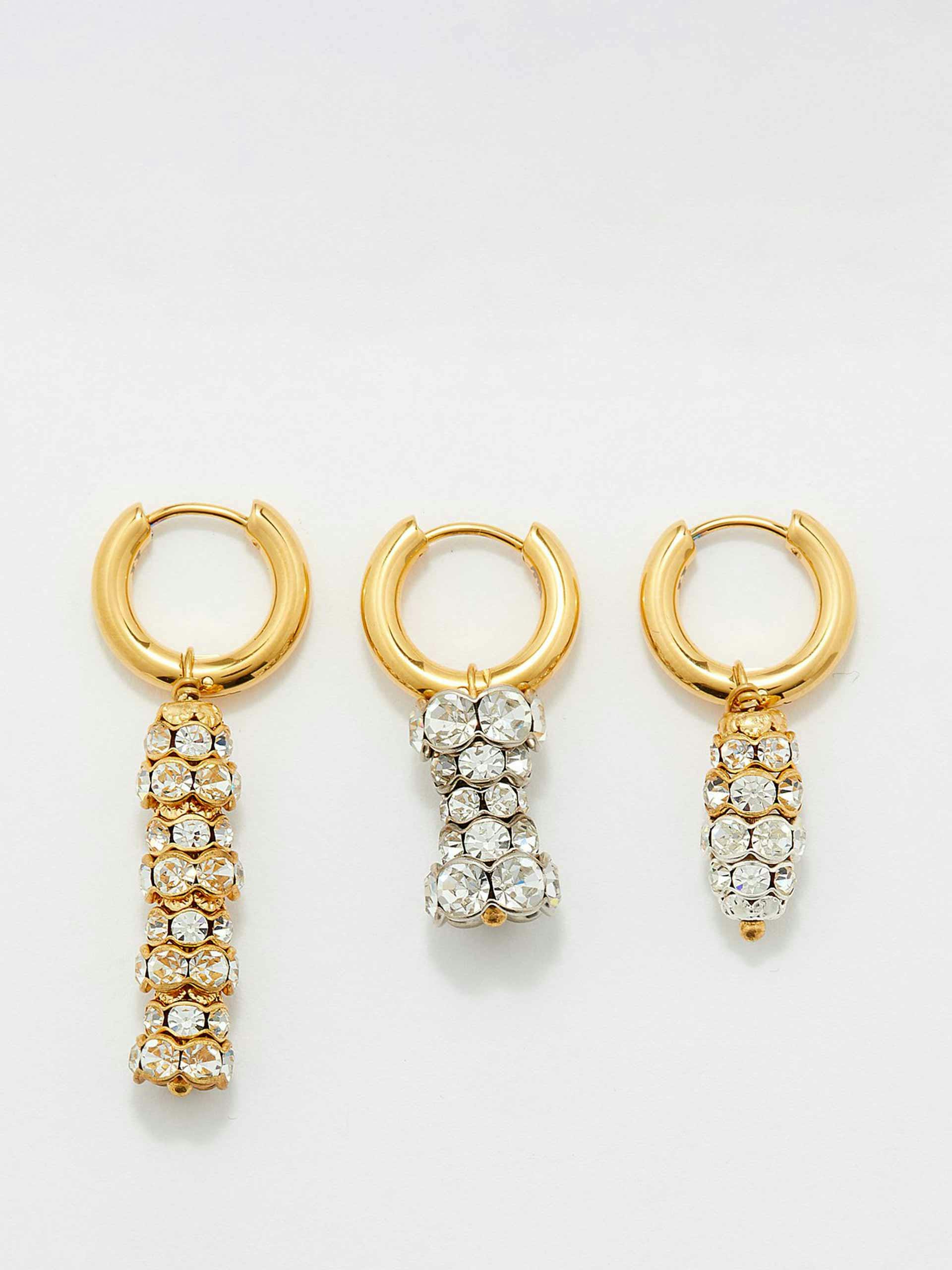 Gold and crystal earrings (set of three)