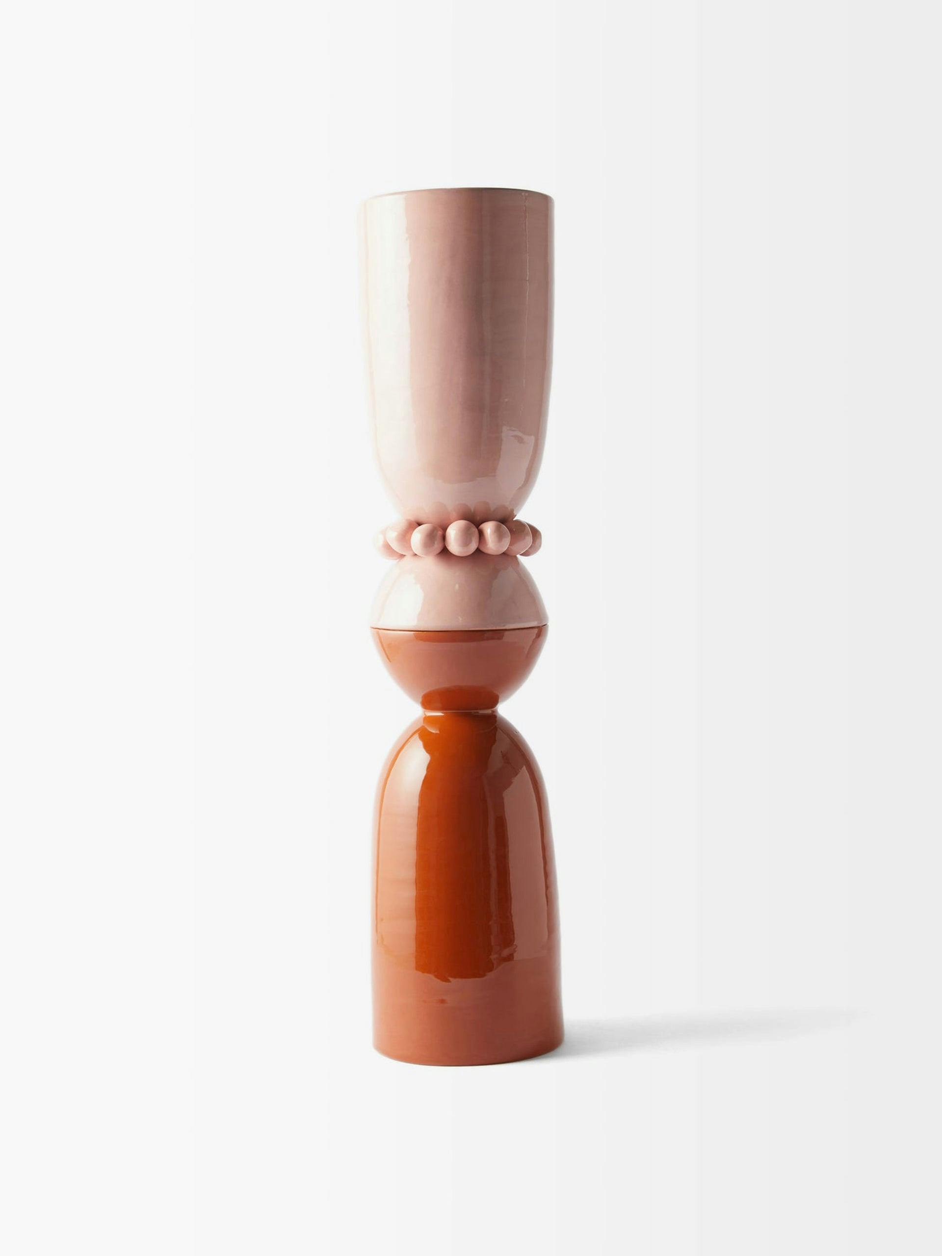 Beaded ceramic vase