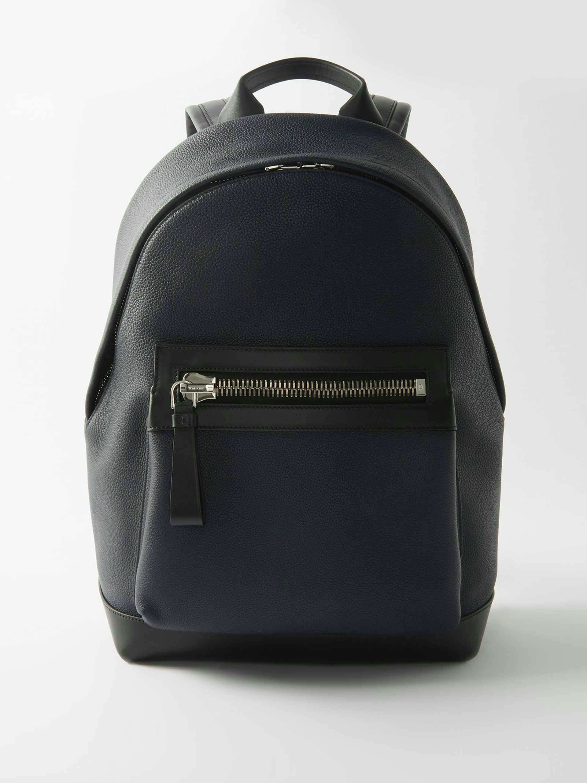 Zip-pocket leather backpack