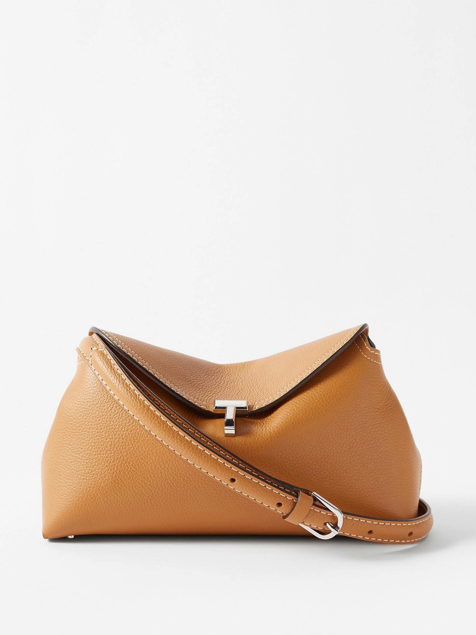 Small-grained leather T-Lock crossbody bag