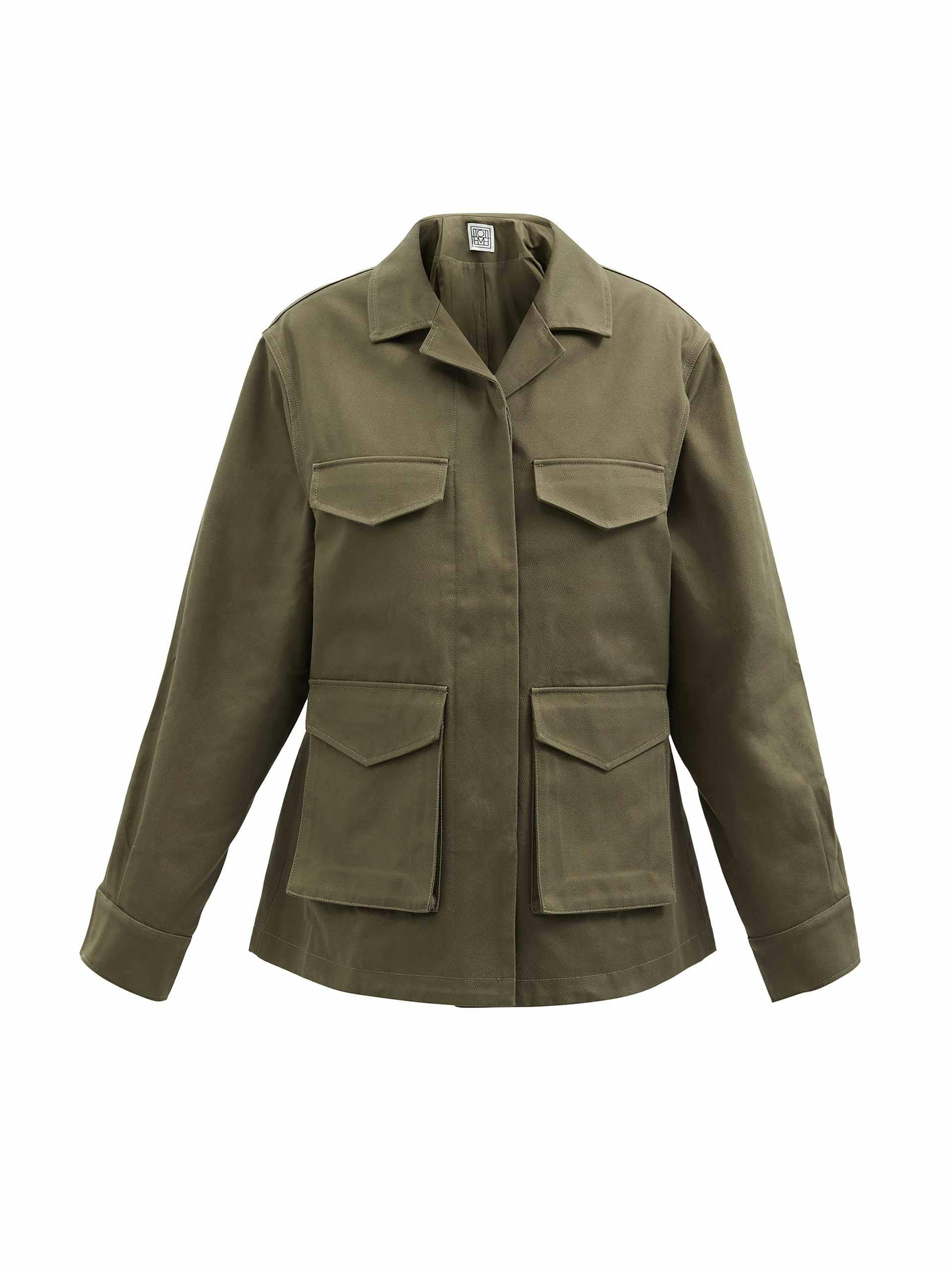 Khaki cotton-canvas cargo pocket jacket