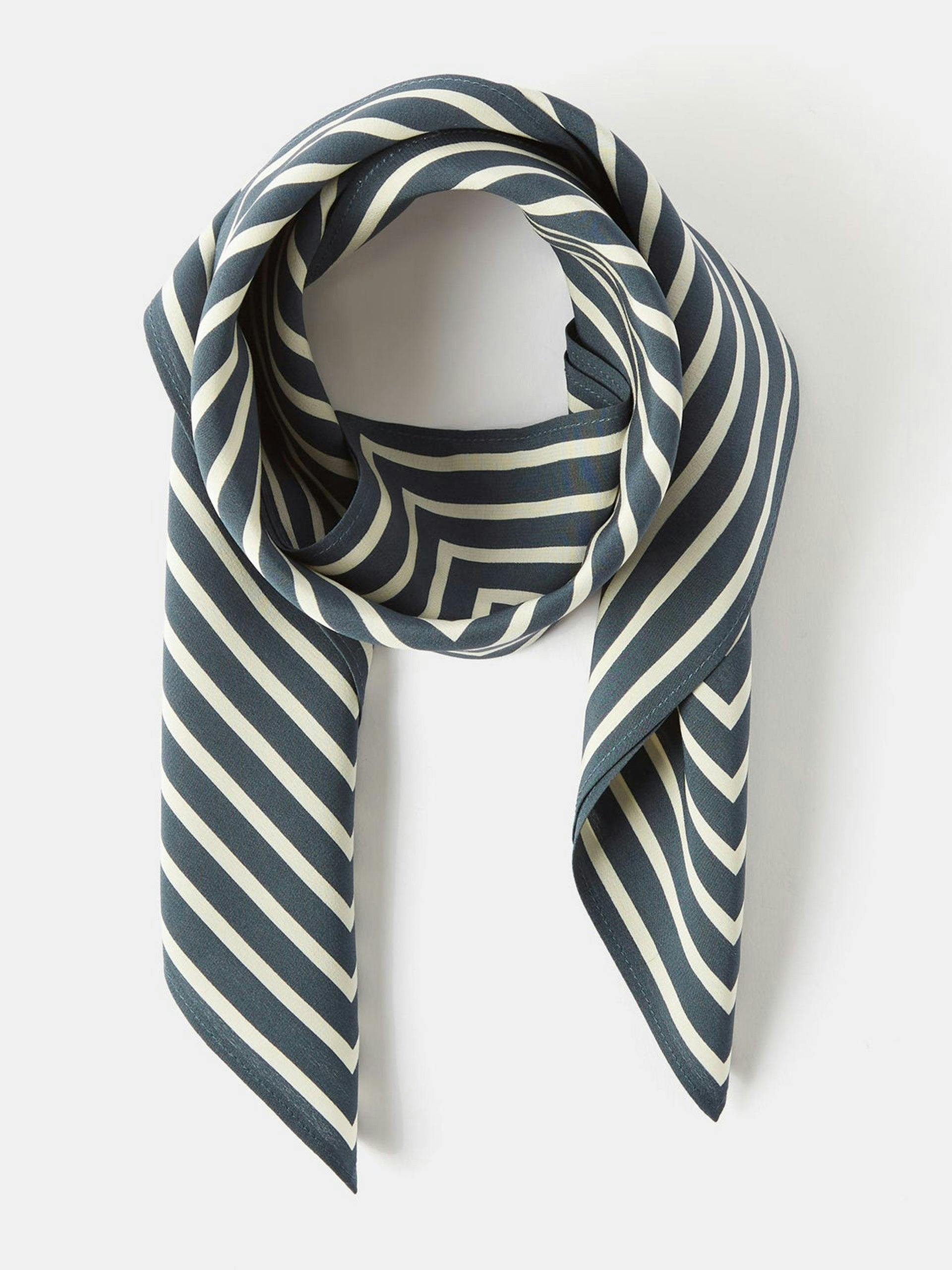 Striped monogram-print silk-twill scarf