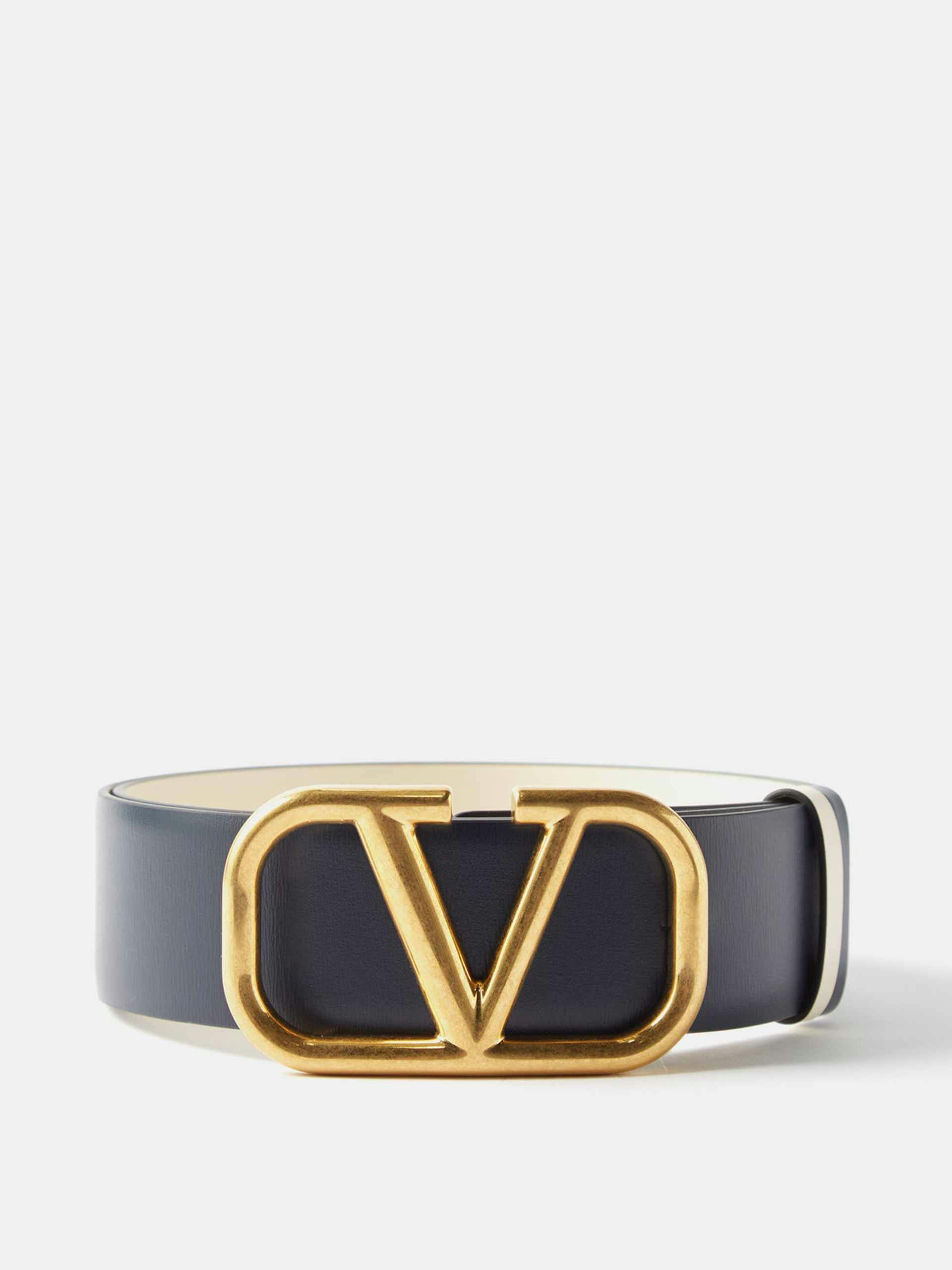 V-logo reversible leather belt