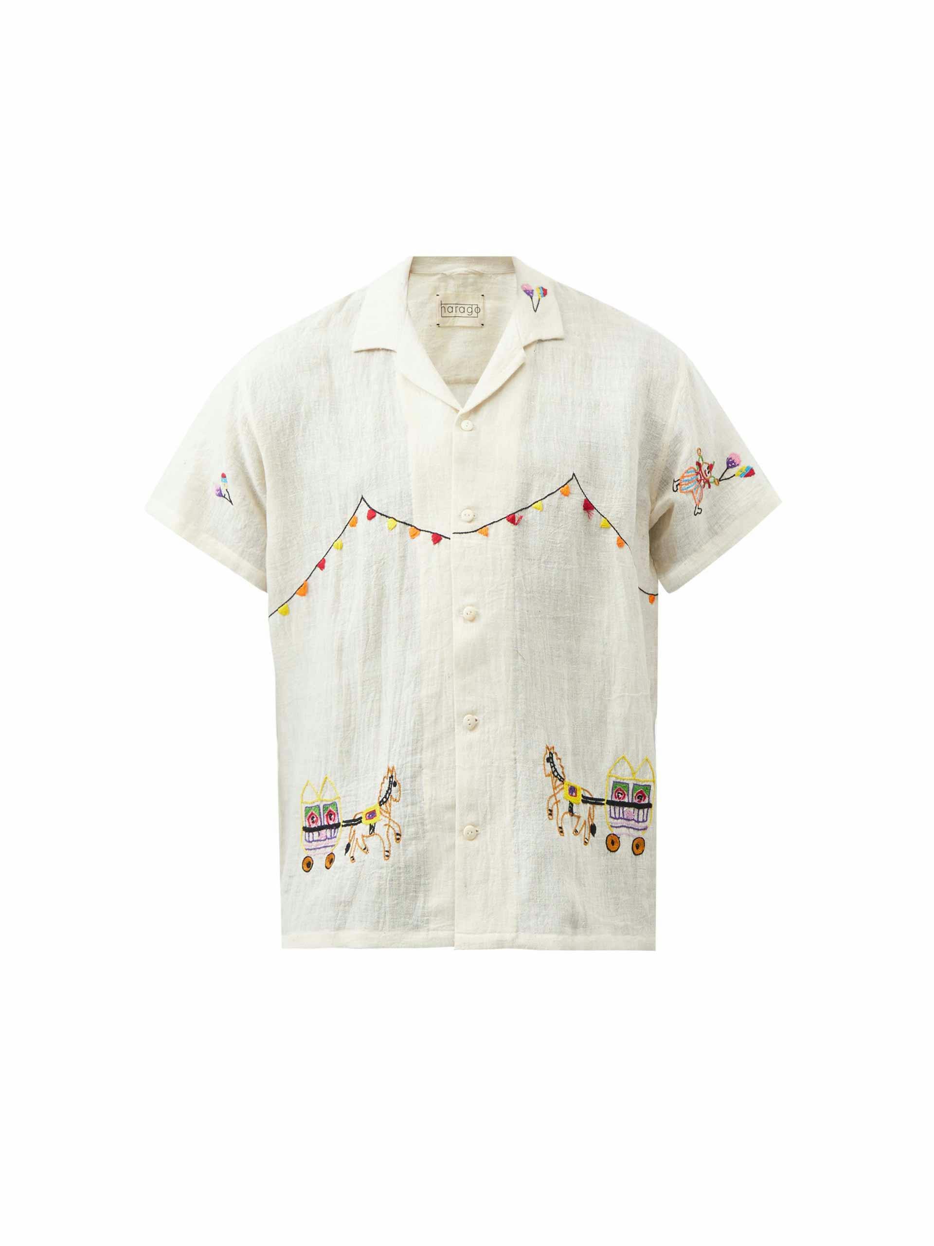 White embroidered linen shirt