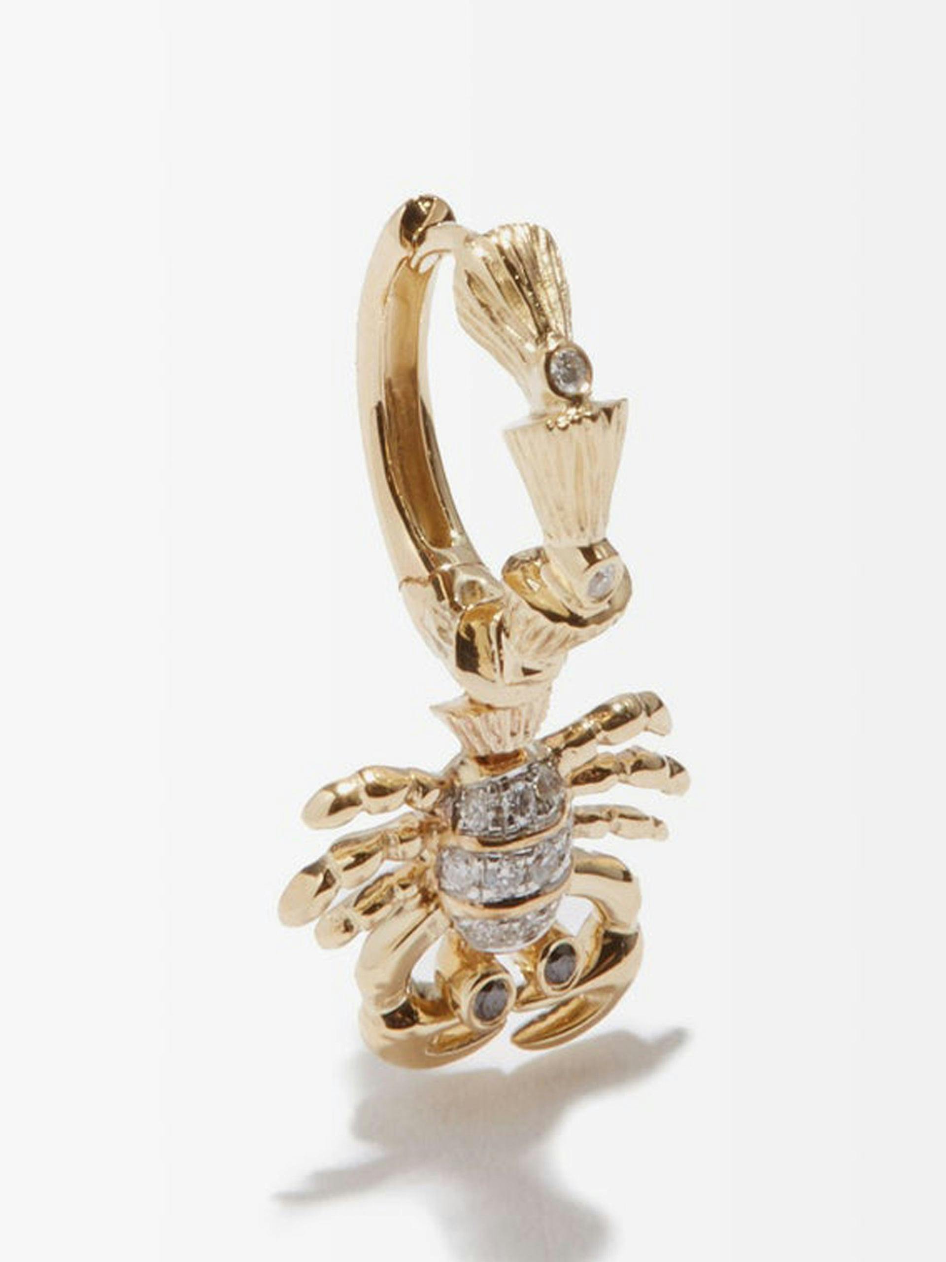 Diamond and 18kt gold Scorpio earring