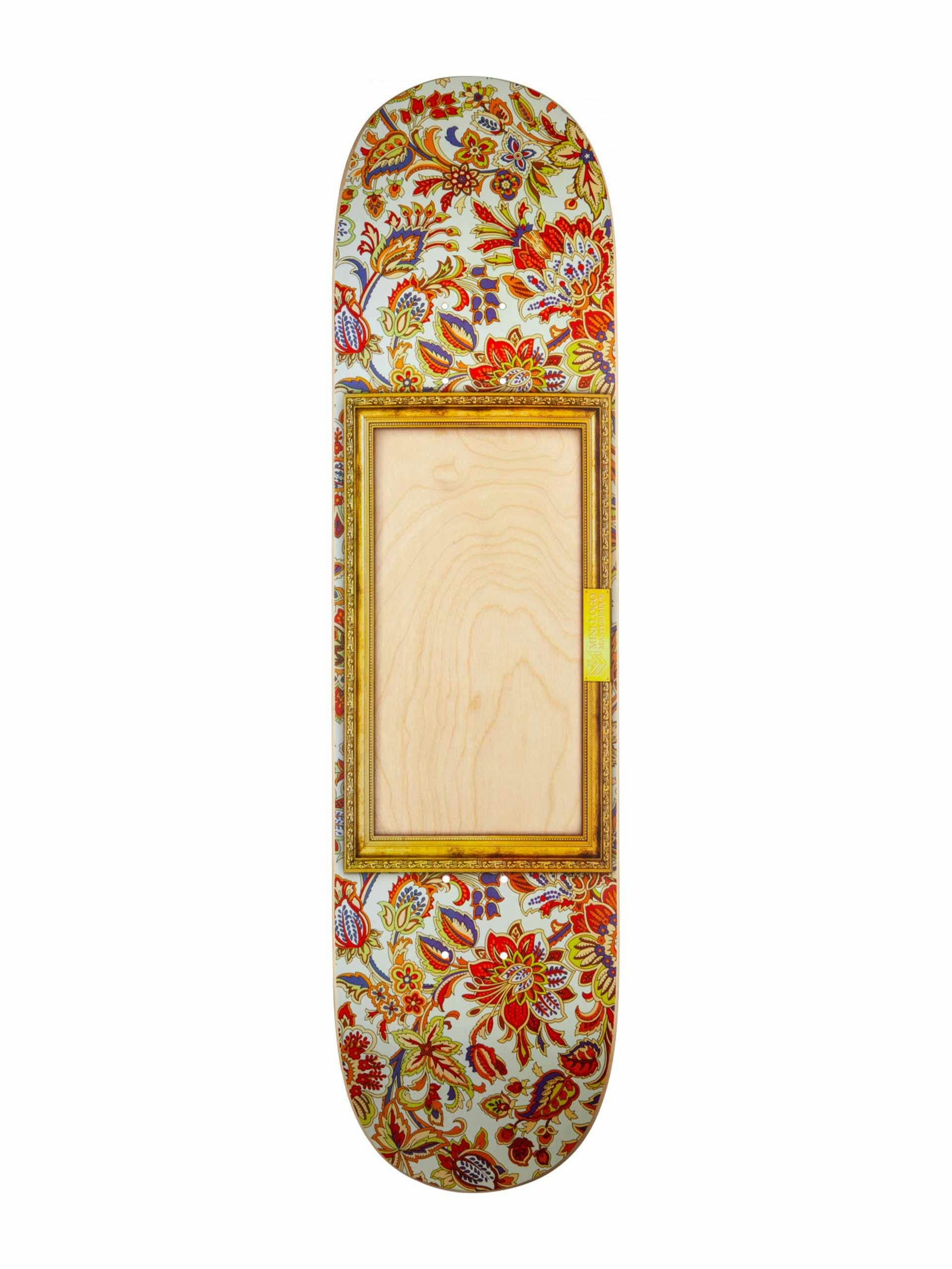 Paisley and frame print skateboard deck