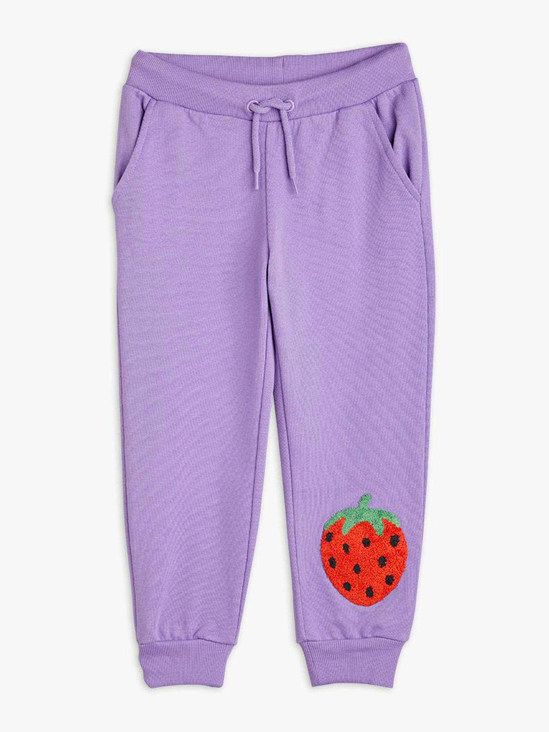 Strawberry embroidered sweatpants