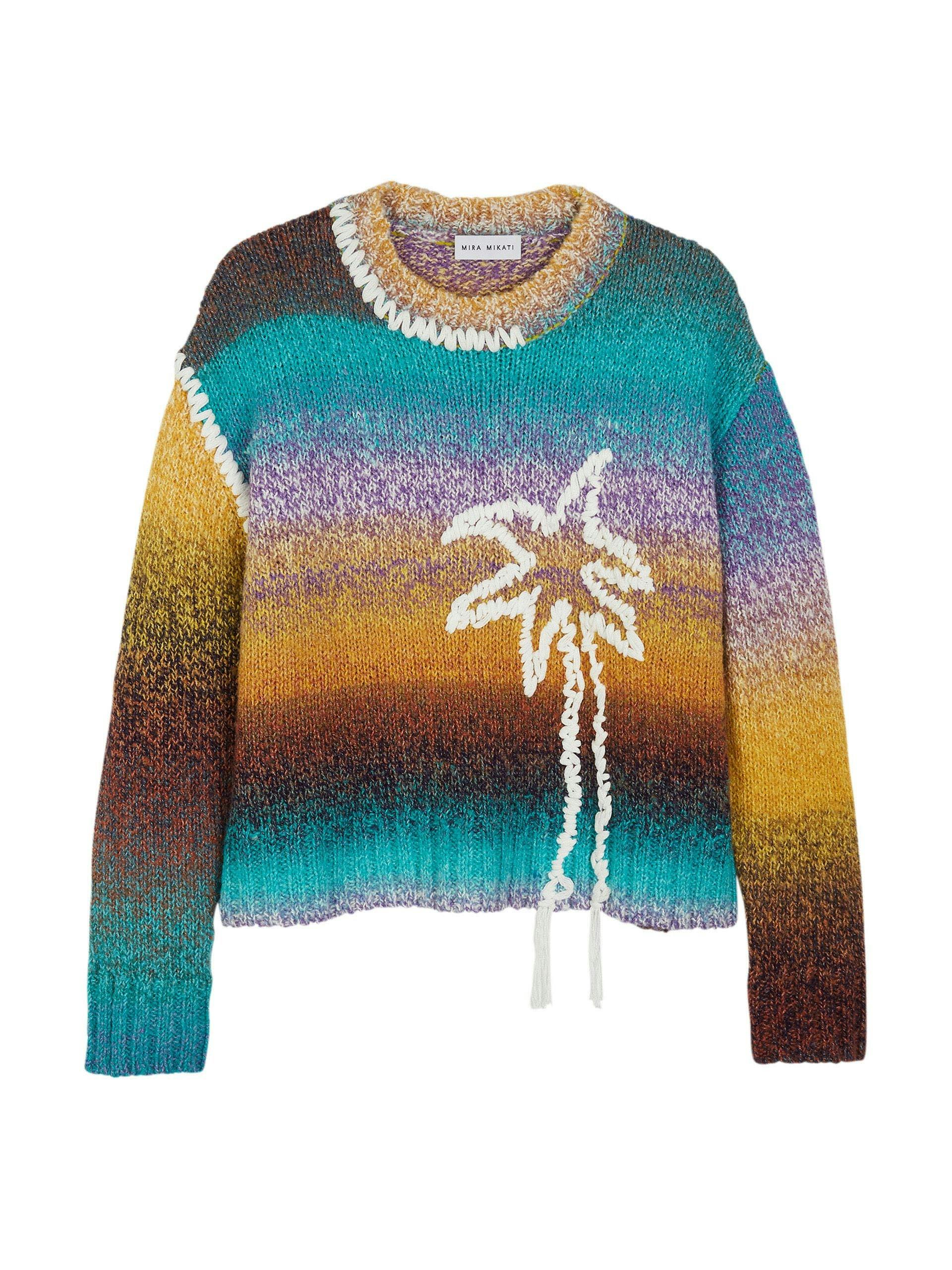 Hand embroidered palm tree jumper