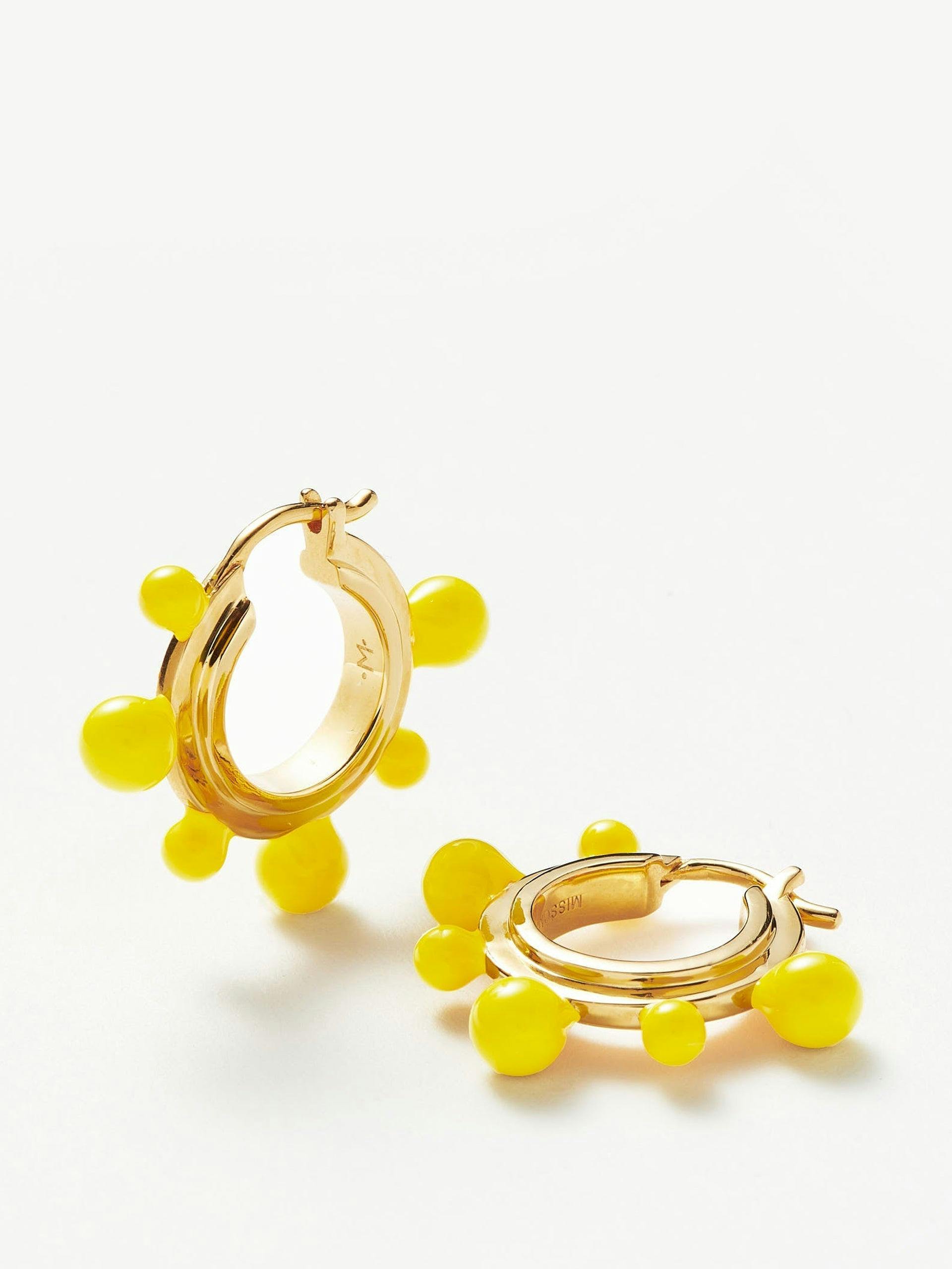 Yellow and gold-plated Good Vibes hoop earrings