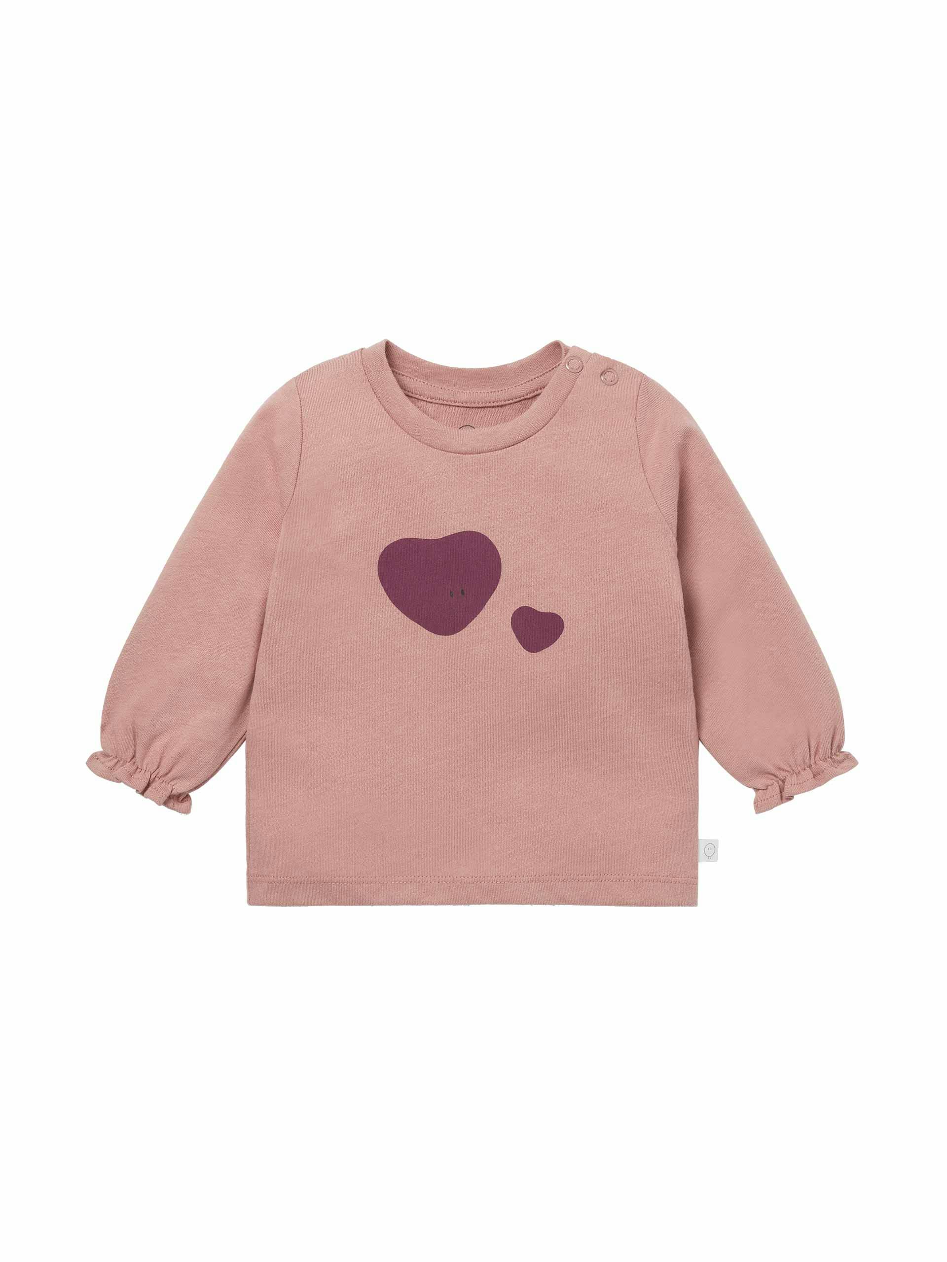 Pink cotton heart long sleeve t-shirt