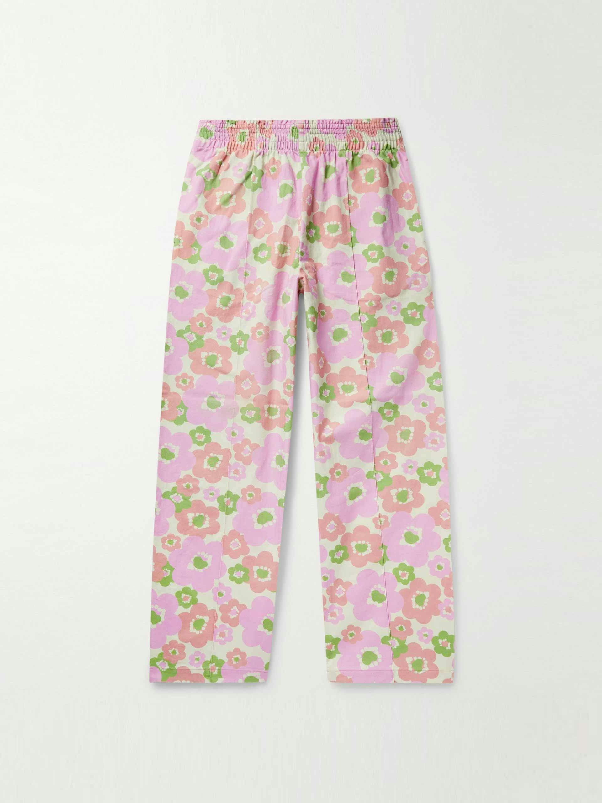 Pink floral trousers