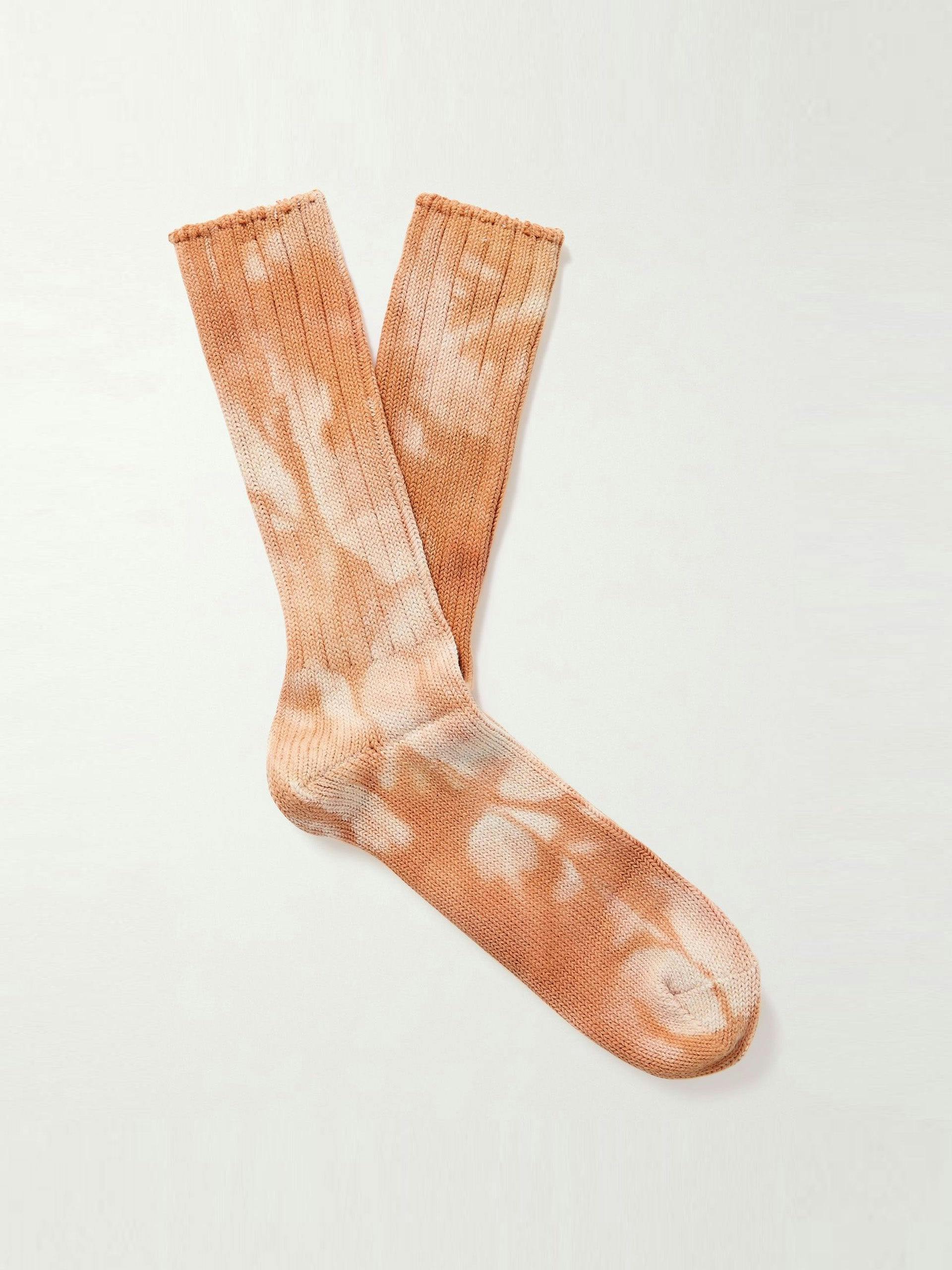 Tie-dyed cotton blend socks