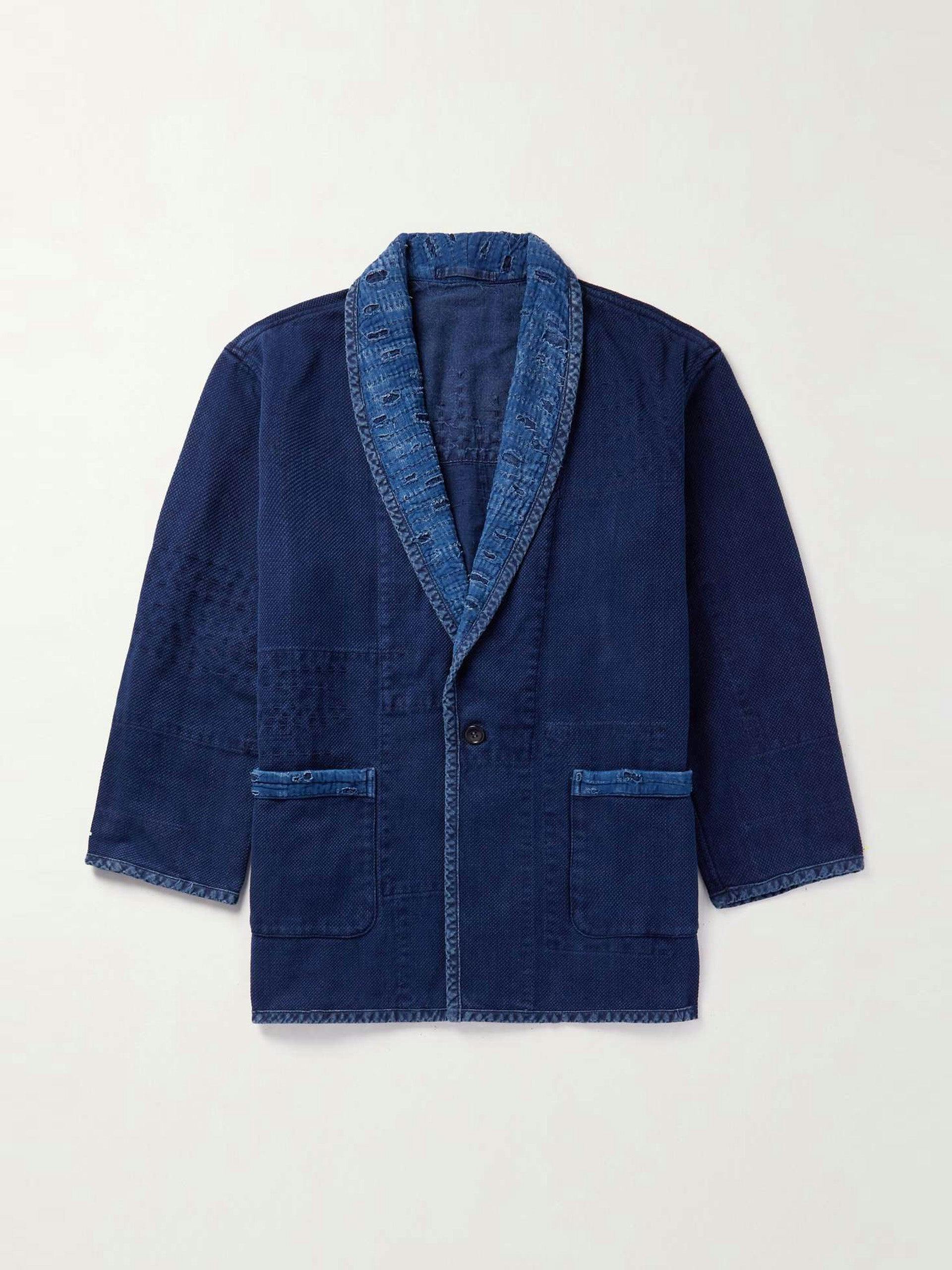 Reversible patchwork cotton and linen-blend jacket