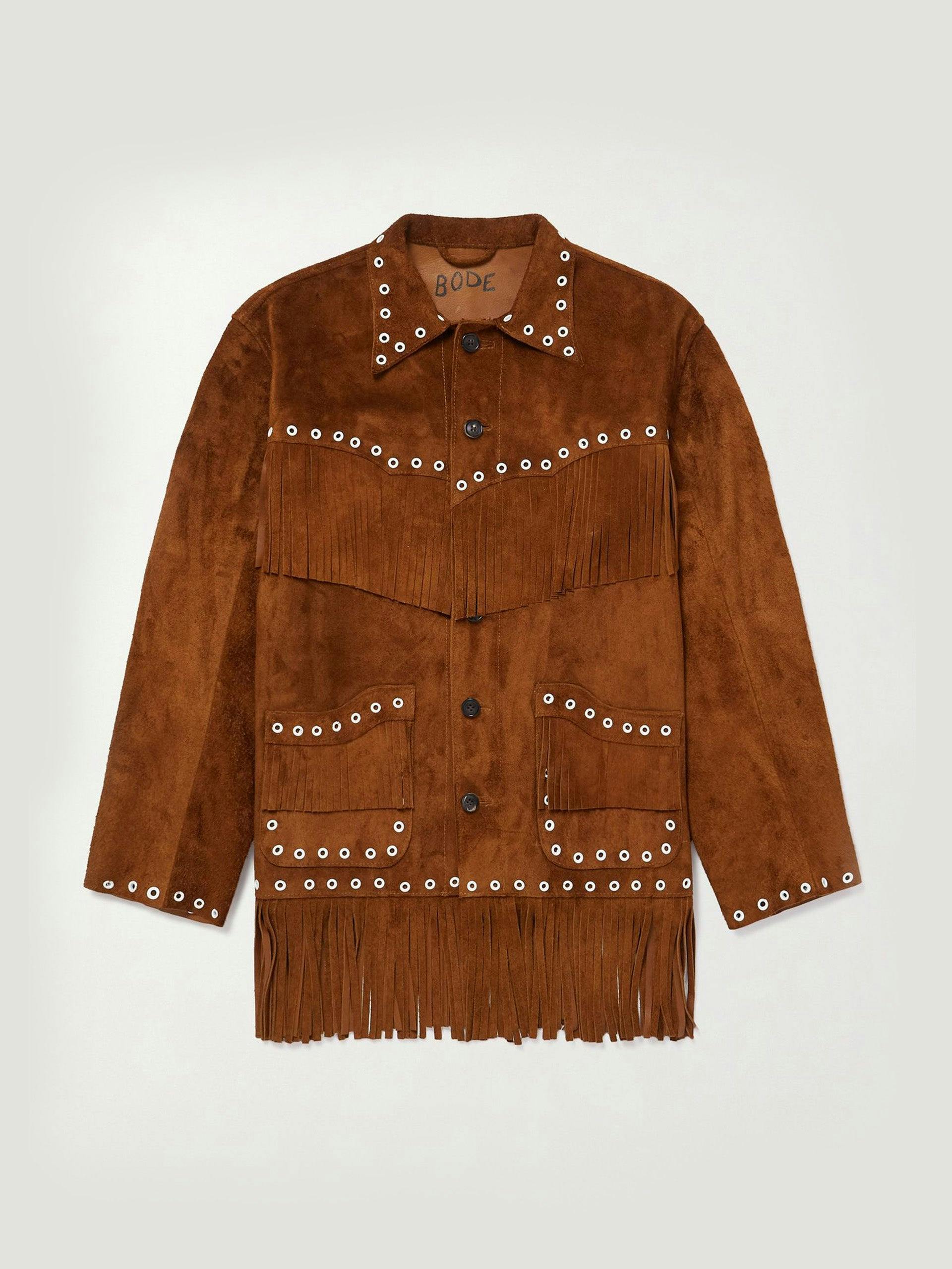 Fringed brushed-suede western jacket