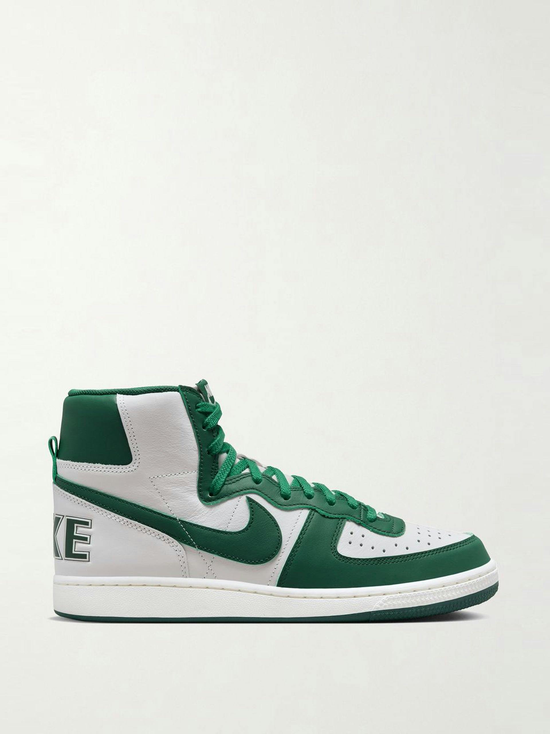 White and green high top trainers