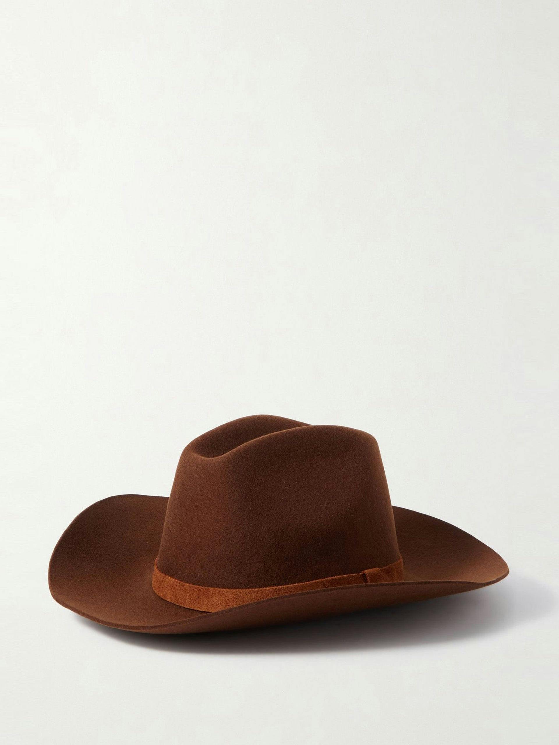 Suede-trimmed wool-felt western hat