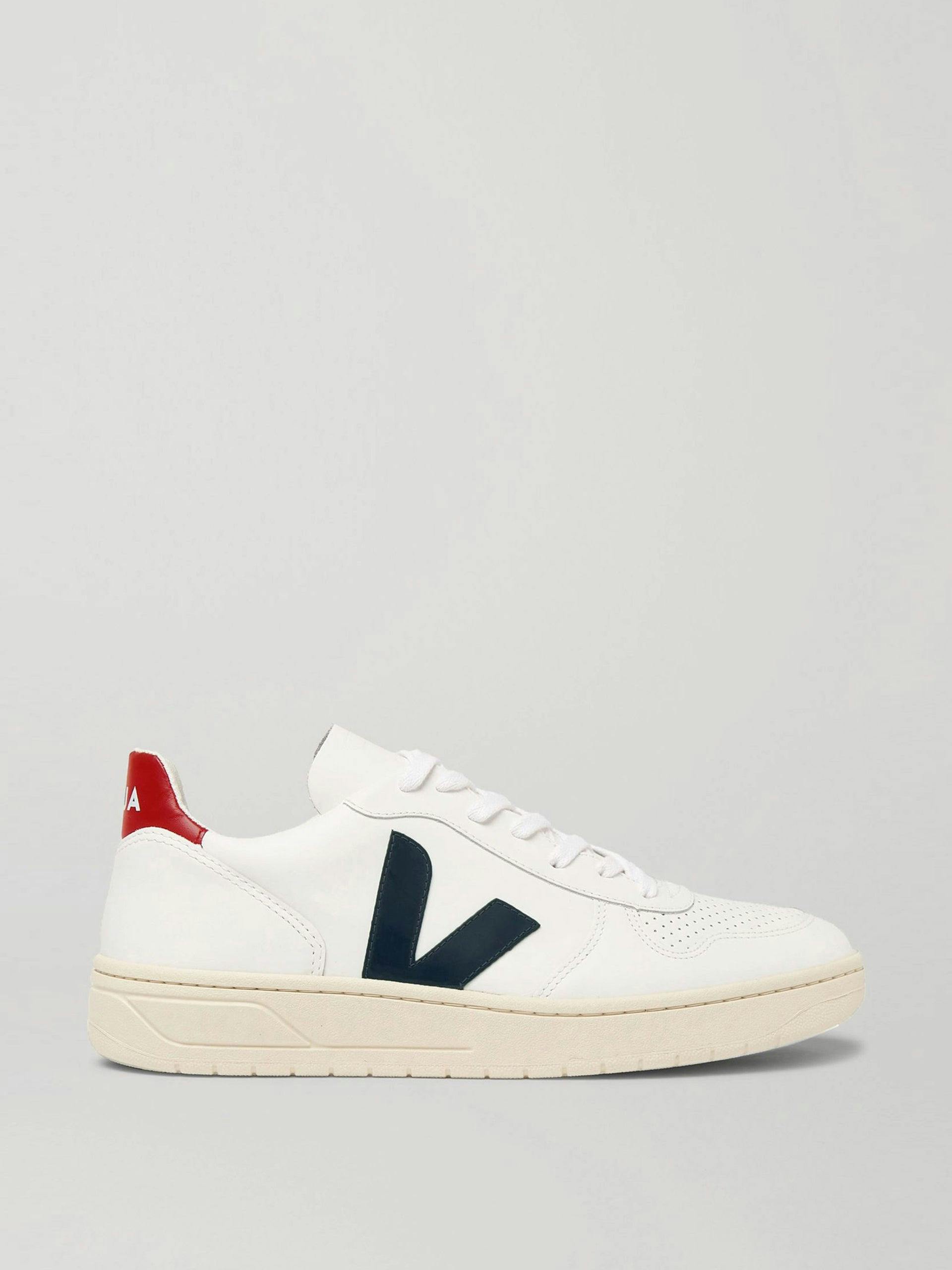 V-10 Rubber-trimmed leather sneakers