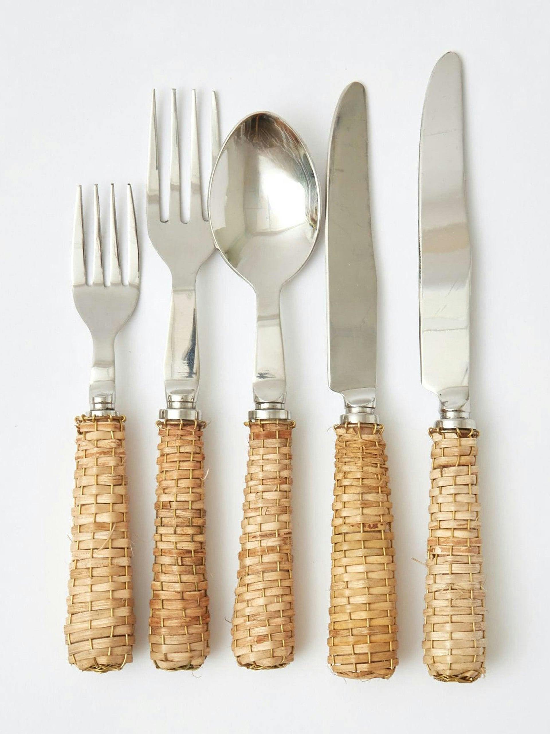 Rattan cutlery (5-piece set)
