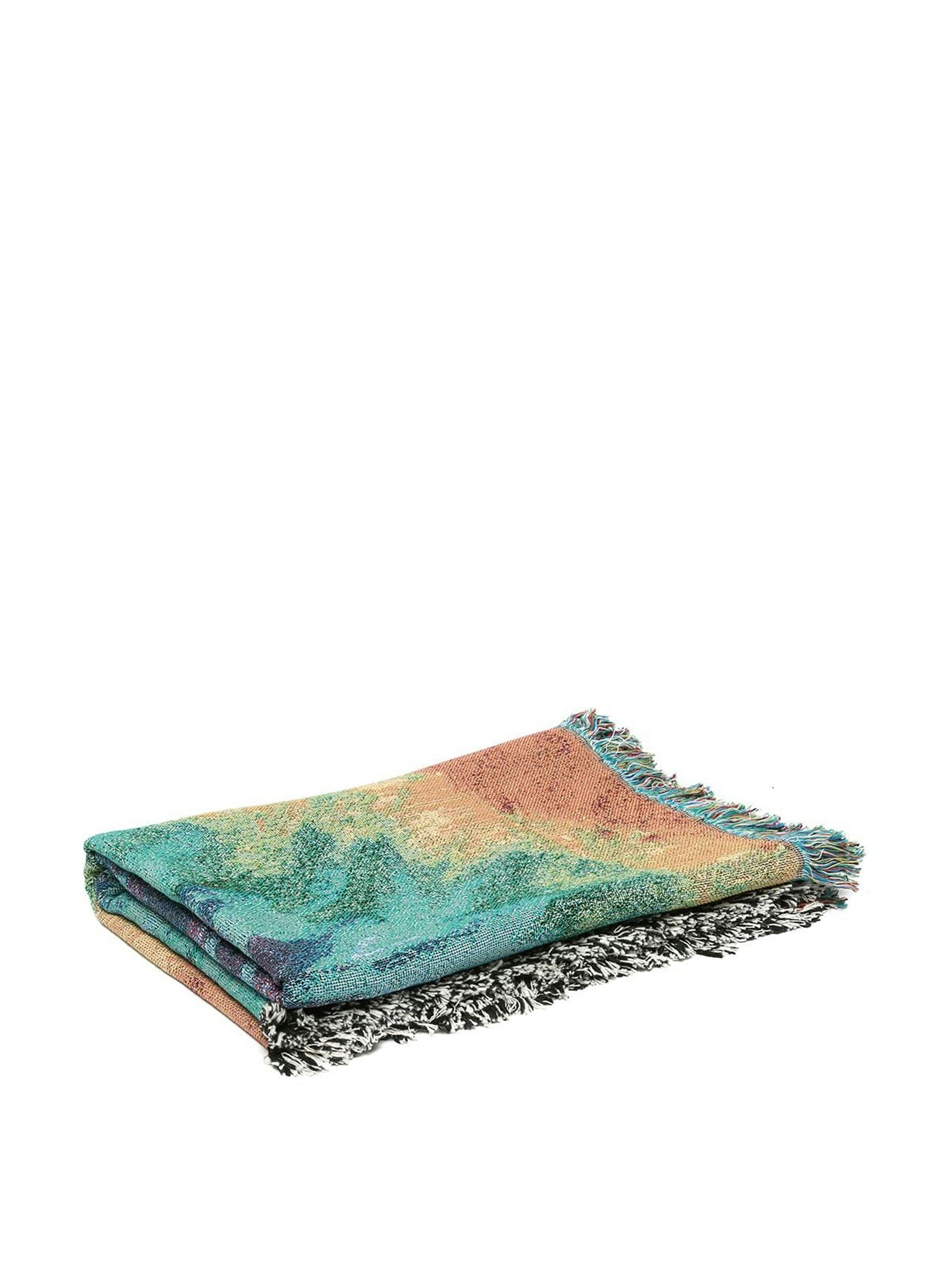 Tie-dye fringed blanket