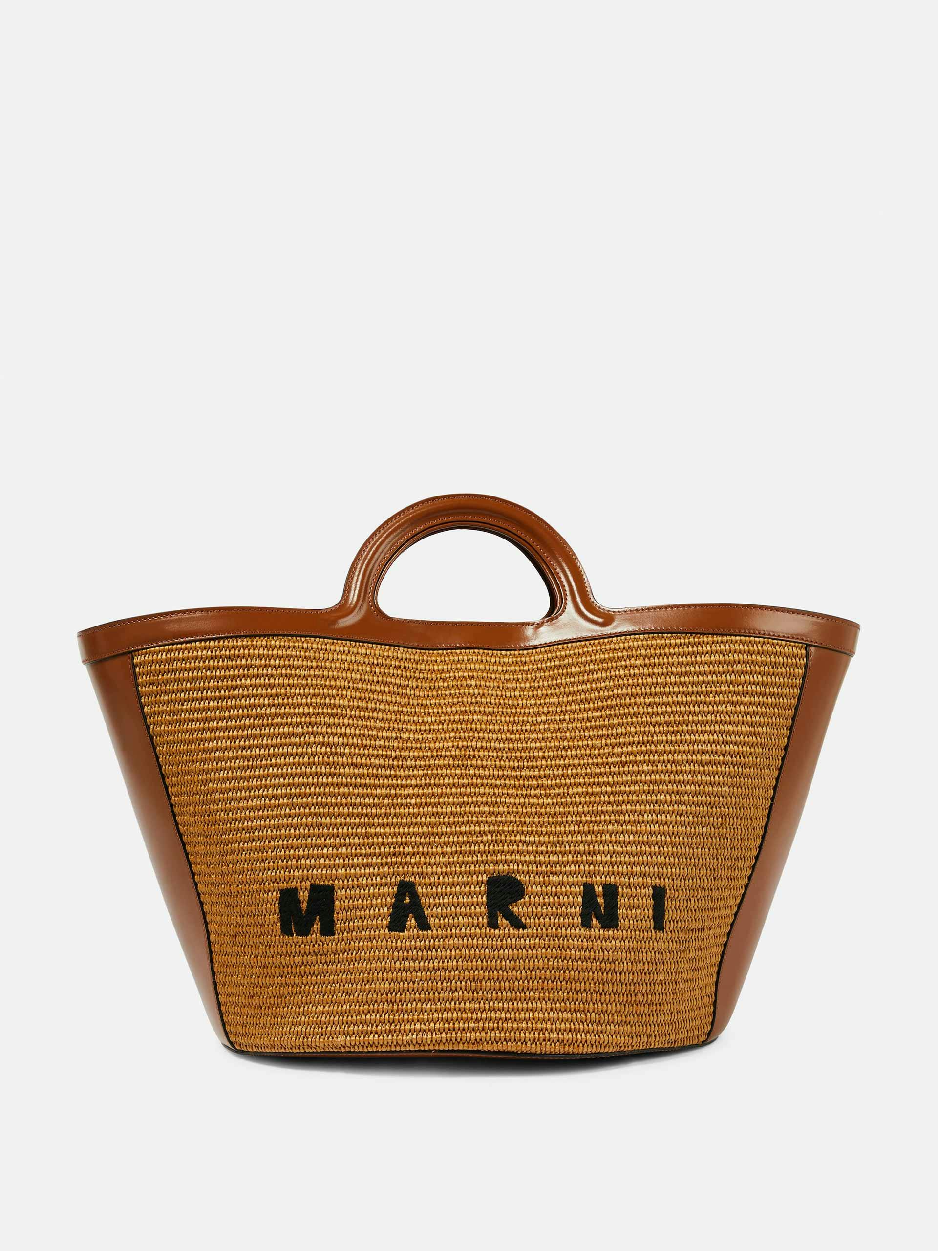 Leather trimmed tote bag
