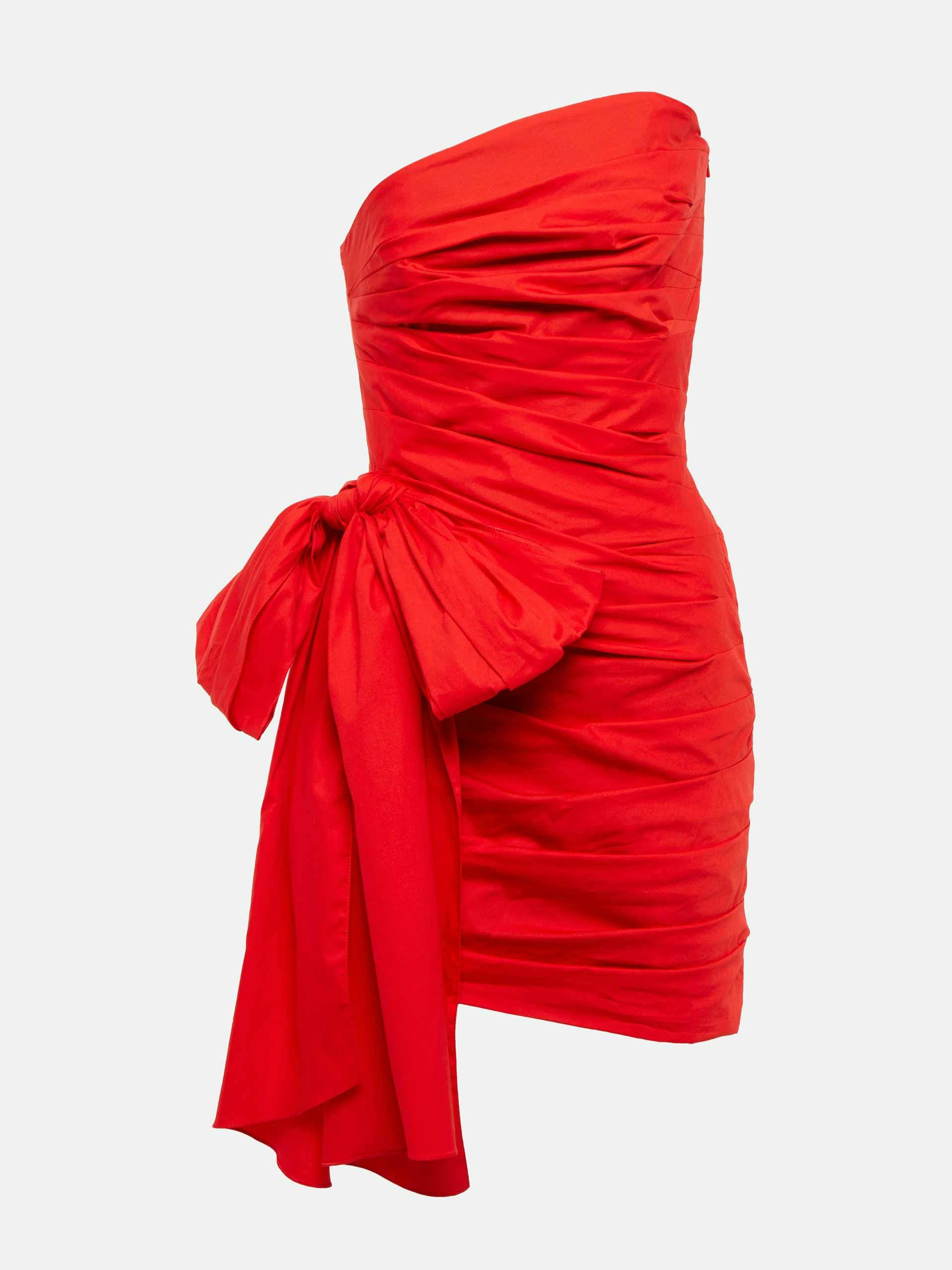 Red strapless cotton minidress