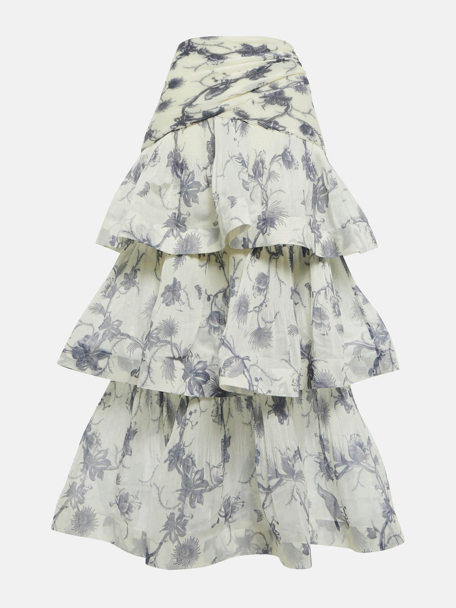 Floral print ruffled skirt